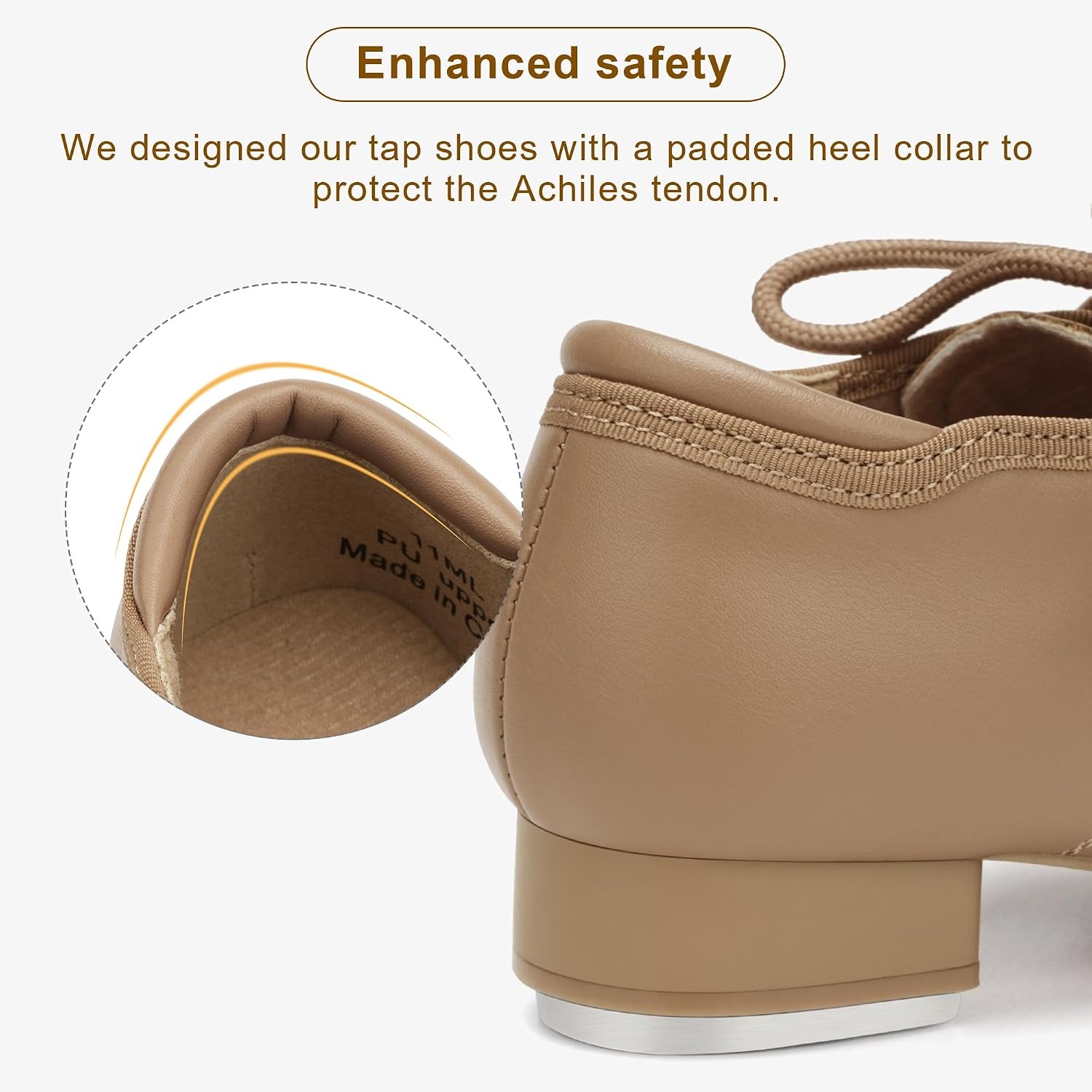 Stelle Lace-Up Kids Tap Shoes Dance Shoes for Girls | Elegant scalloped design,Hidden hook-and-loop closure,Strap with faux buckle,Mary Jane style,Cushioned comfort(Tan)
