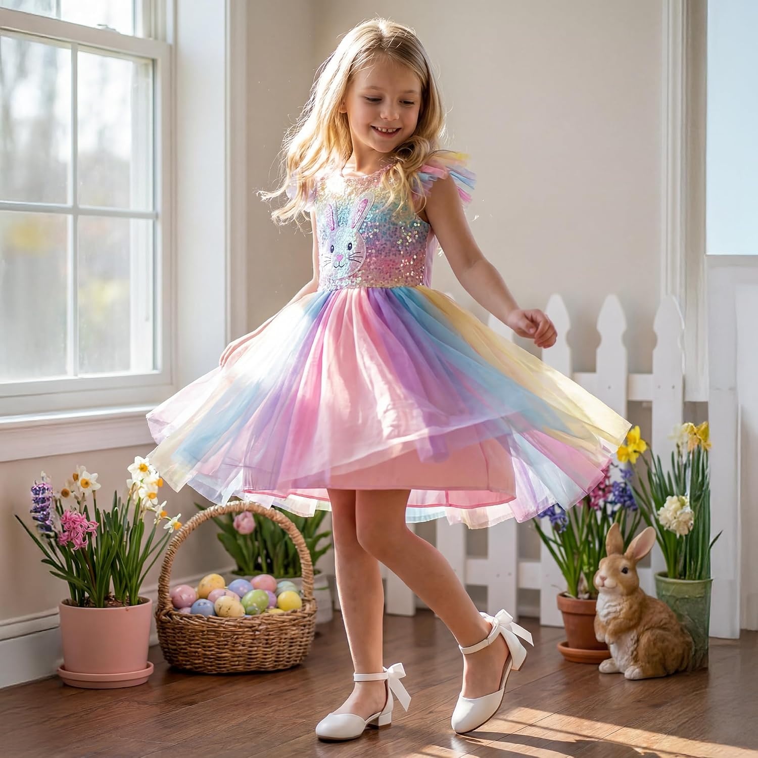Stelle Girls Dress Shoes Closed Toe Heels Ankle Strap Pumps Sandals Flower Wedding Party Princess Shoes for Toddler Little Big Kid(White)