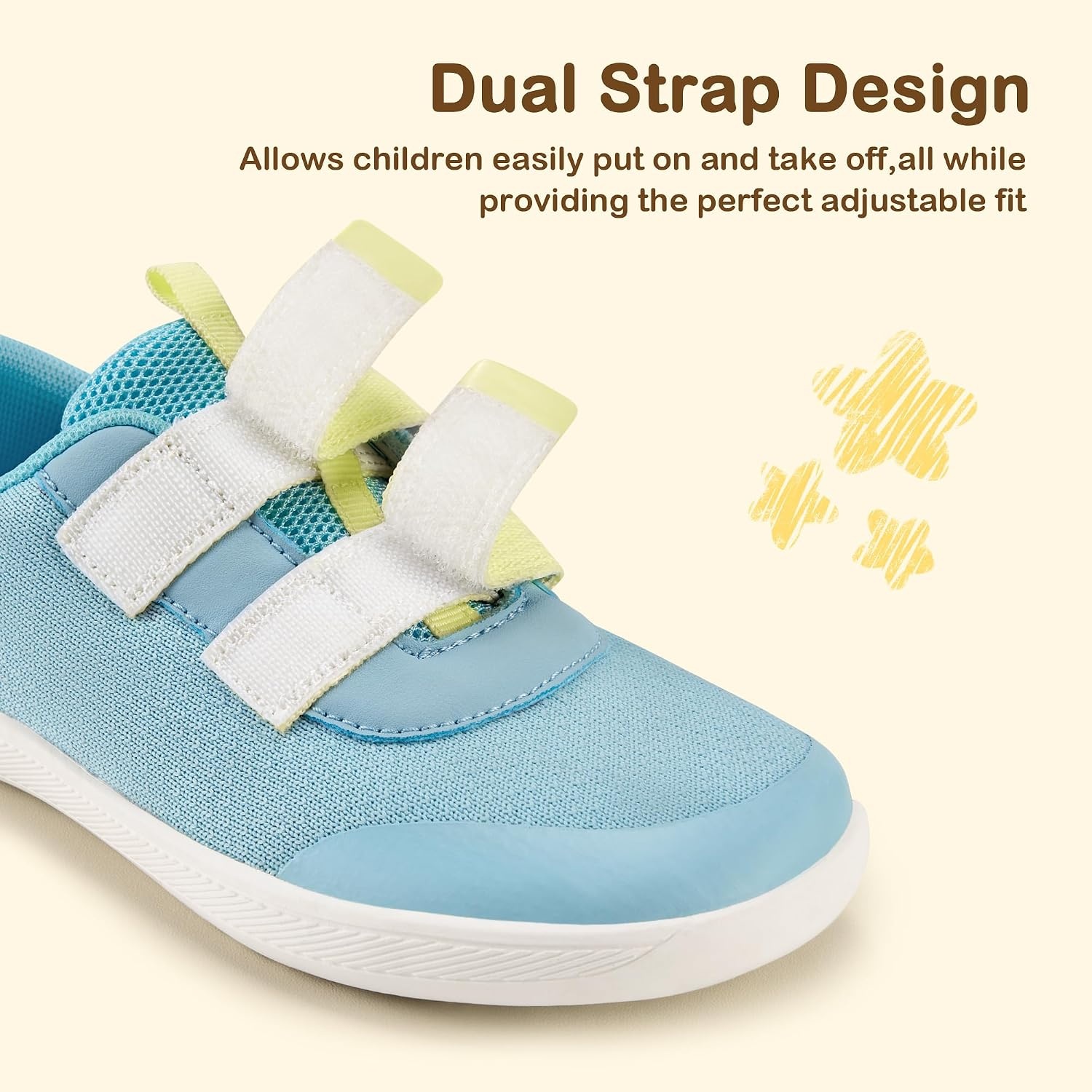 Stelle Toddler Wide Toe Box Barefoot Shoes Kids Sneakers for Boys Girls Zero Drop Minimalist Breathable Lightweight Non Slip Walking Running Shoes(Seafoam Pop)