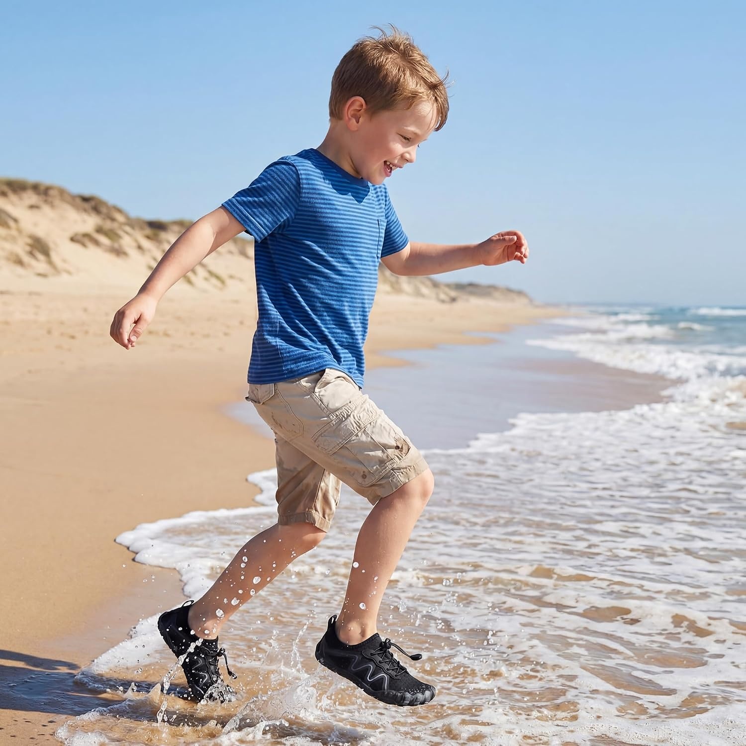 Stelle Kids Water Shoes Quick Dry Barefoot Drawstring(Black)