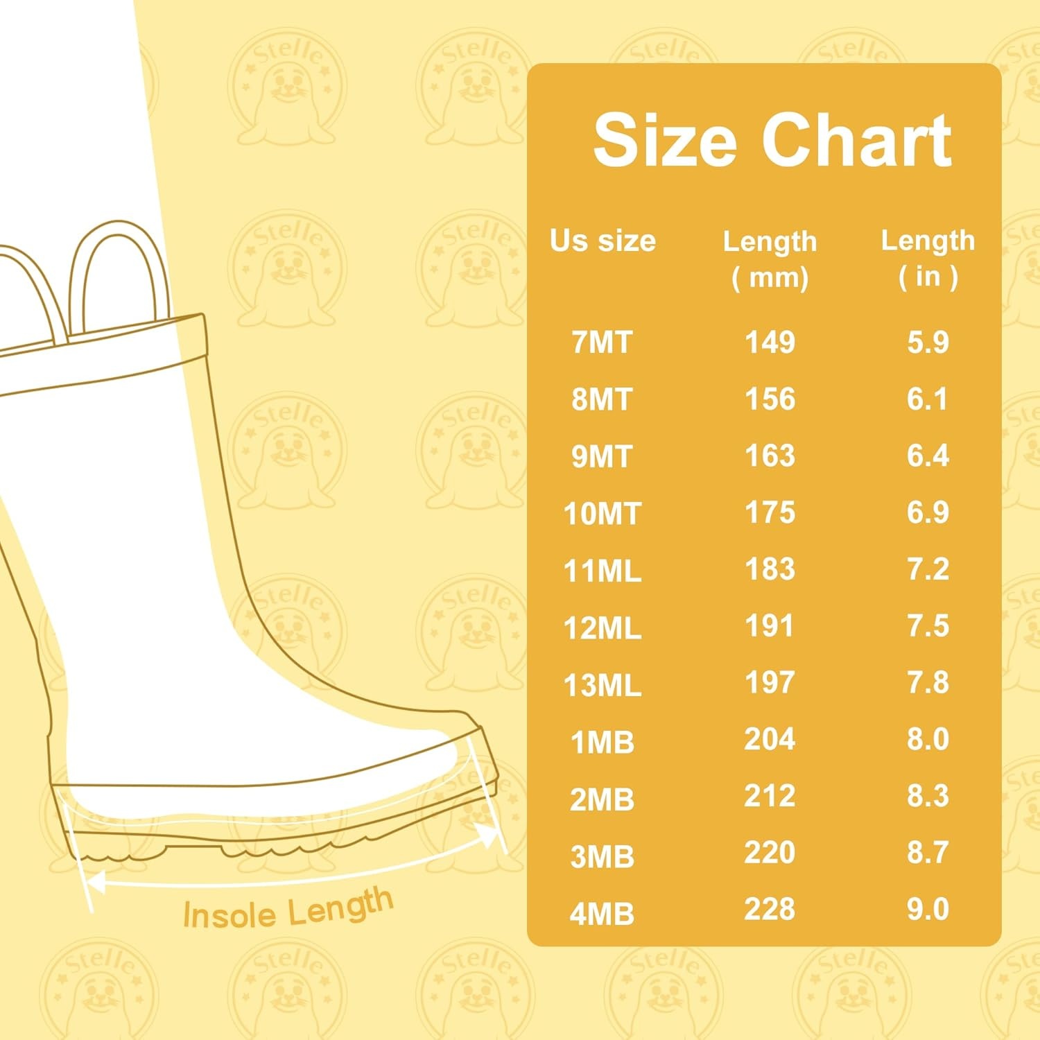 Stelle Kids Rain Boots for Boys Girls Outdoor Play and Rainy Days | Natural Rubber Waterproof Design Non-Slip Sole Easy On Handles All-Weather Wear Mud Garden School Toddler to Big Kids(Navy)