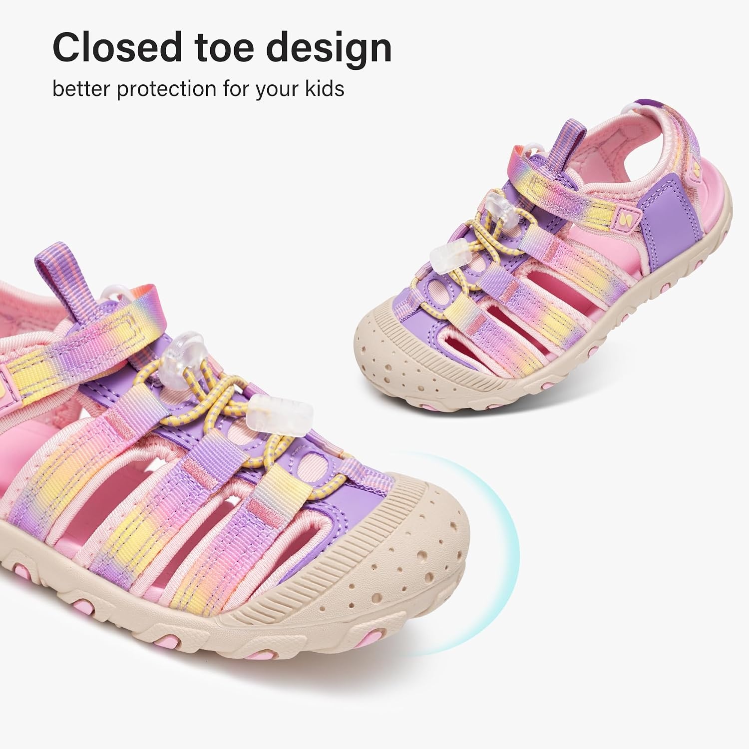Stelle Girls Closed-Toe Water Hiking Beach Outdoor Sport Sandals(Sunset Glow)