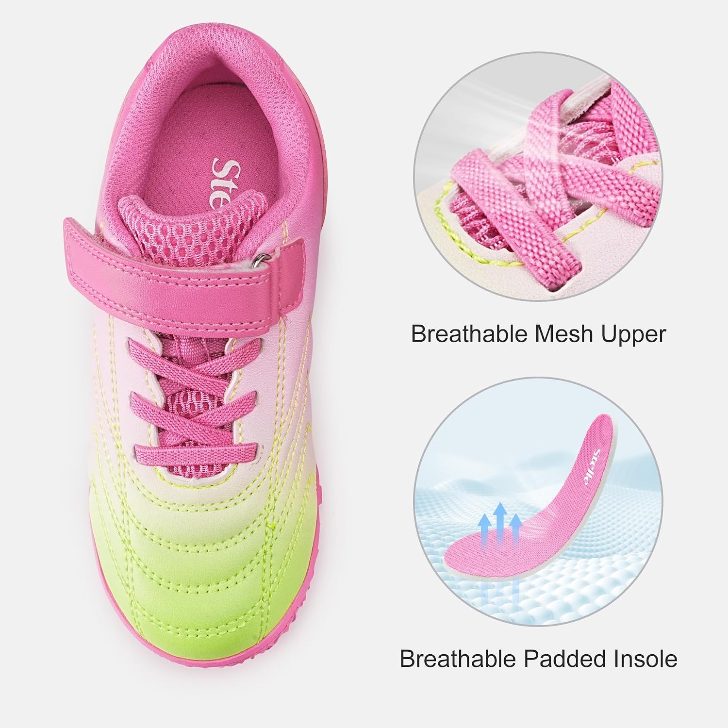 Stelle Baseball Cleats Girls Boys Soccer Shoes Futsal Multi-Sport | Turf Outsole Indoor Soccer&Softball Lightweight Upper Elastic Laces Hook-and-Loop Strap Training&Practice Youth Athletes(Popsicle)