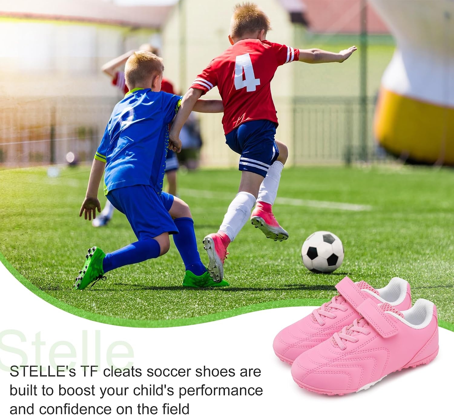 Stelle Baseball Cleats Girls Boys Soccer Shoes Futsal Multi-Sport(Pink)