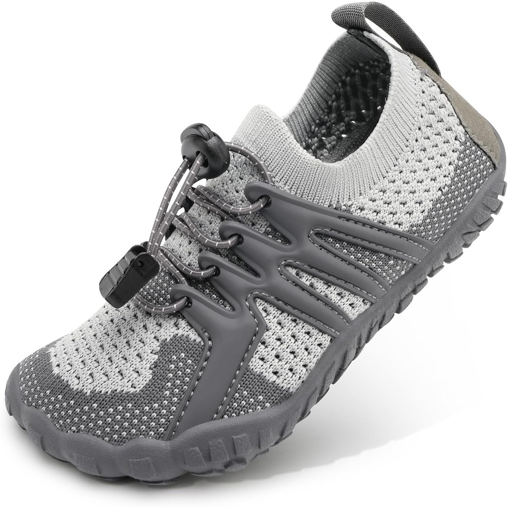 Stelle Water Shoes for Kids Adjustable Laces | Quick Dry Barefoot Non-Slip Shoes with a Roomy Toe Box for Boys and Girls,Beach,Hiking,Toddler to Big Kid(Charcoal)