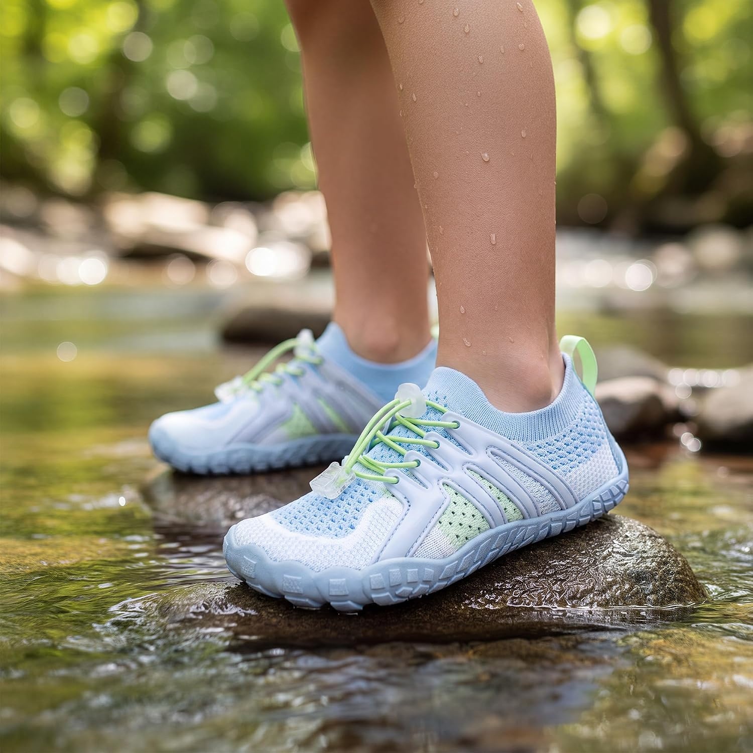 Stelle Water Shoes for Kids Adjustable Laces(Icy Blue2)