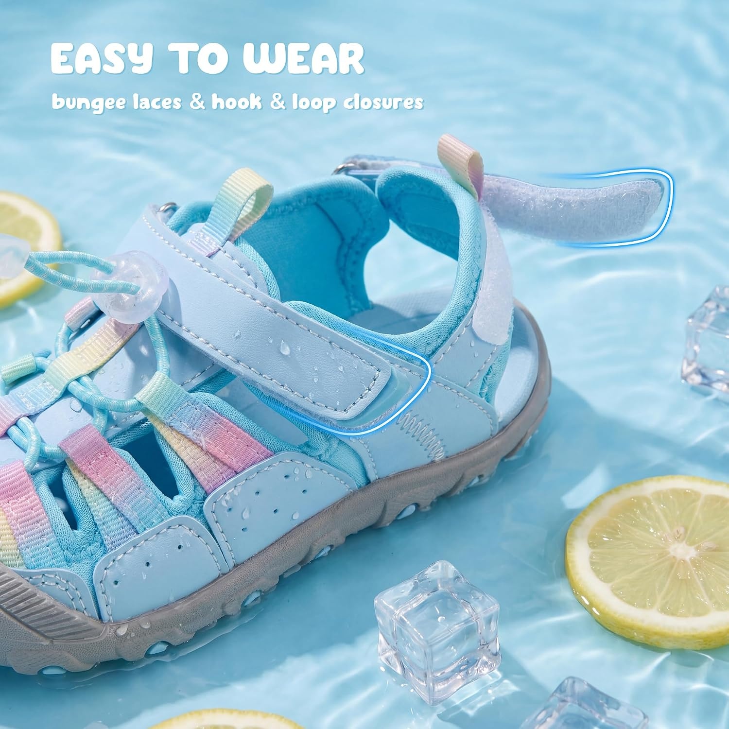 Stelle Boys Girls Closed-Toe Hiking Water Summer Sport Sandals(Light Blue)
