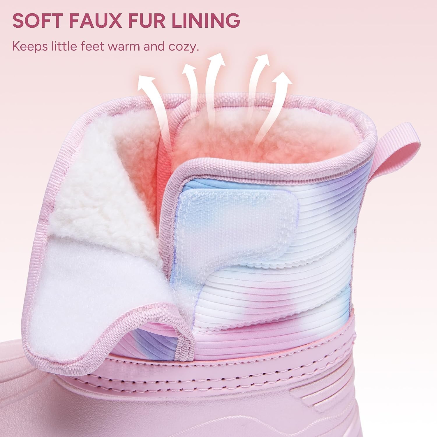 Stelle Girls Snow Boots Waterproof Easy-On Non-Slip Winter Boots(Tie Dye Marshmallow)