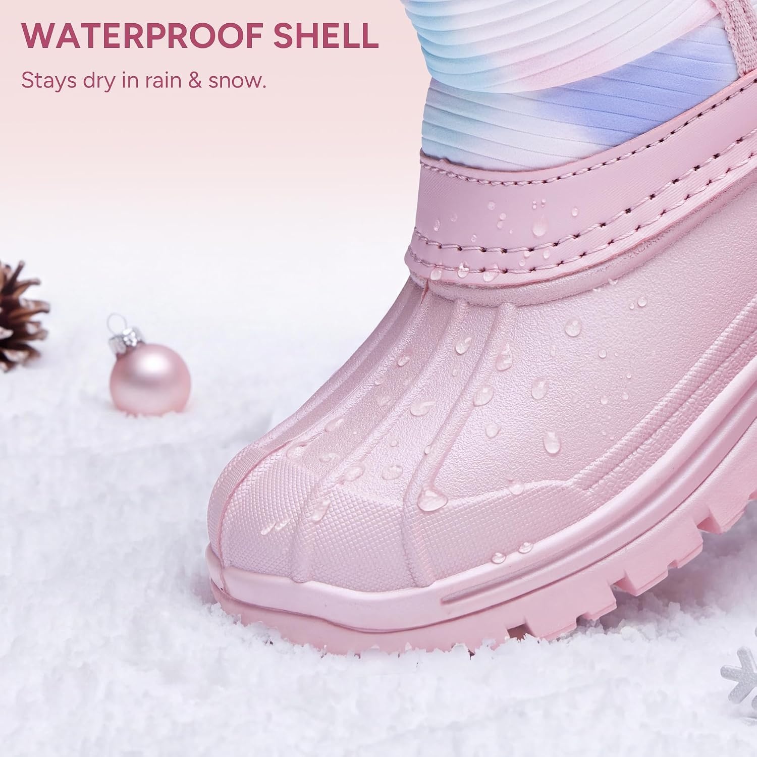 Stelle Girls Snow Boots Waterproof Easy-On Non-Slip Winter Boots(Tie Dye Marshmallow)