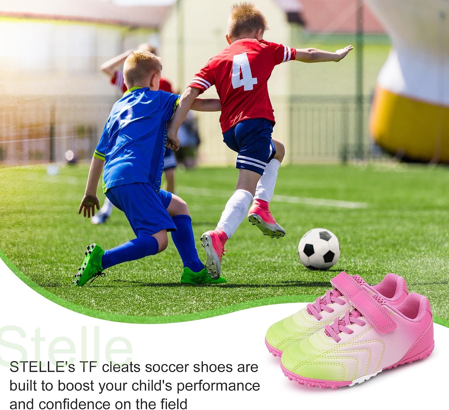 Stelle Baseball Cleats Girls Boys Soccer Shoes Futsal Multi-Sport(Popsicle)