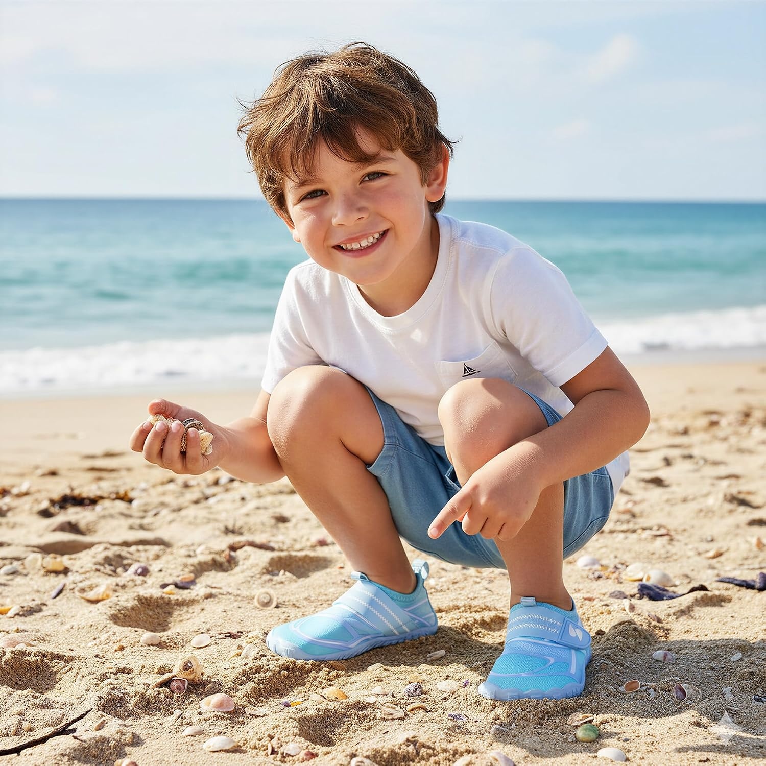 Stelle Kids Water Shoes Wide Toe Box Quick Dry Barefoot(Icy Blue)