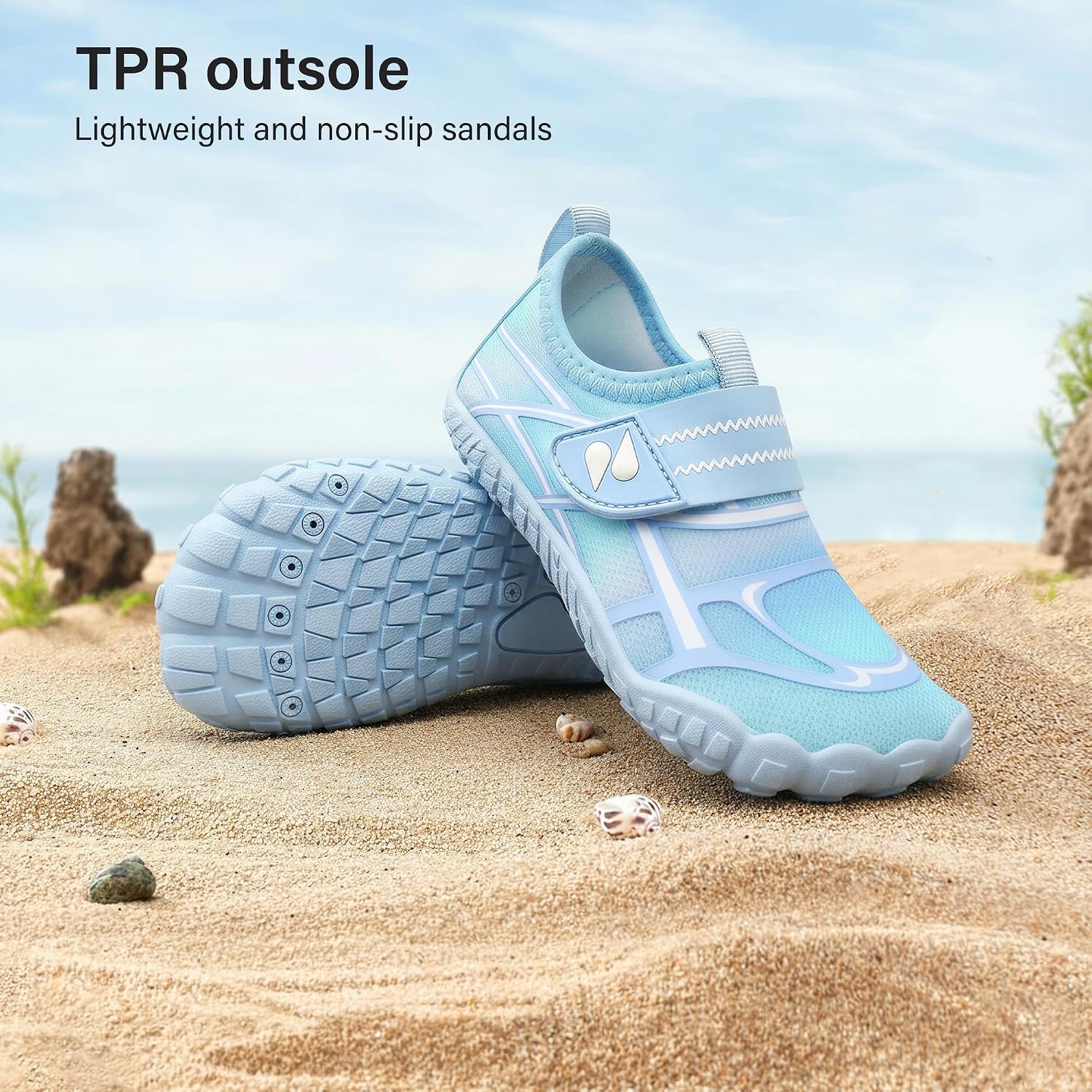 Stelle Kids Water Shoes Wide Toe Box Quick Dry Barefoot(Icy Blue)