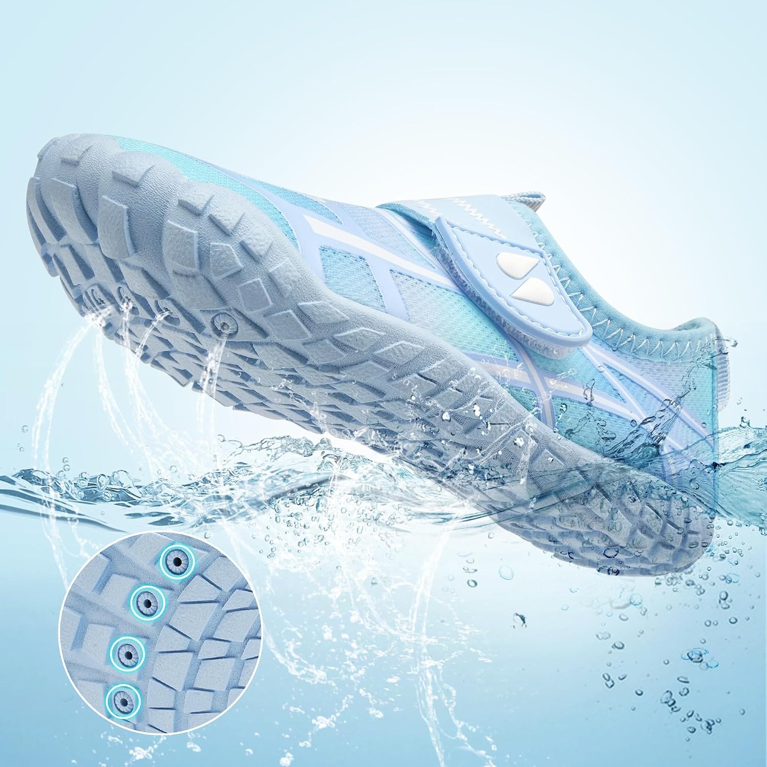 Stelle Kids Water Shoes Wide Toe Box Quick Dry Barefoot(Icy Blue)