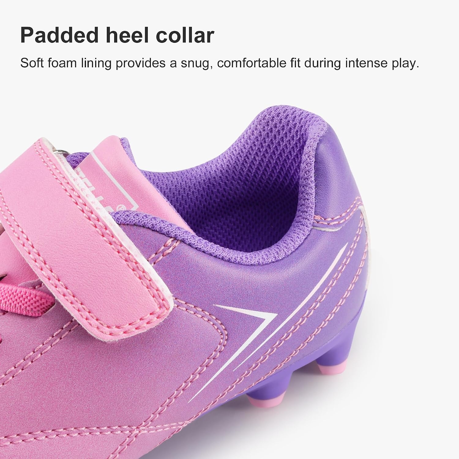 Stelle Kids Girls Soccer Cleats for Training Matches Outdoor Play | Firm Ground Lightweight Upper Secure Lace-Up Fit Breathable Lining Cushioned Collar Baseball&Softball Little to Big Kids(Violet Blush)