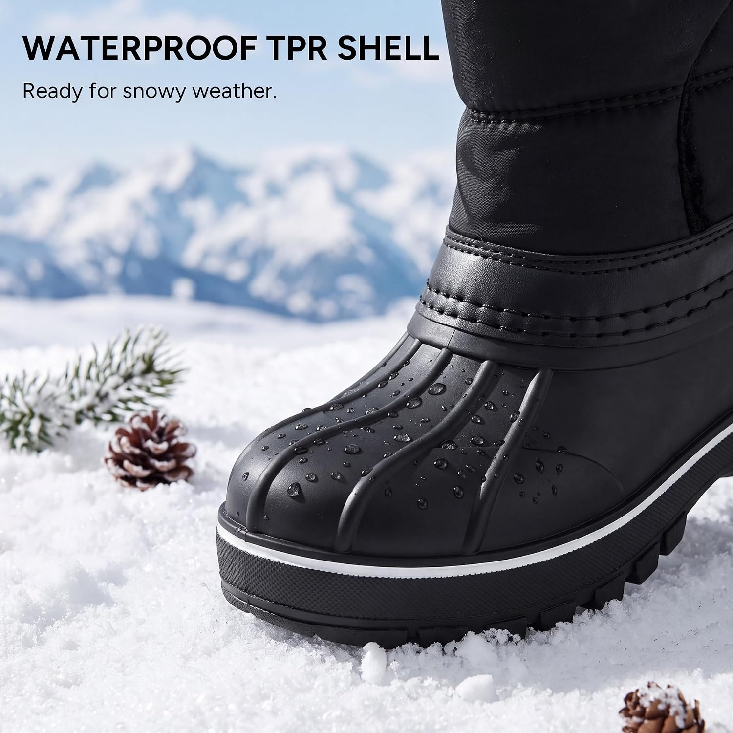 Stelle Kids Snow Boots with hook&loop Girls Boys Winter Warm Boots(Black)