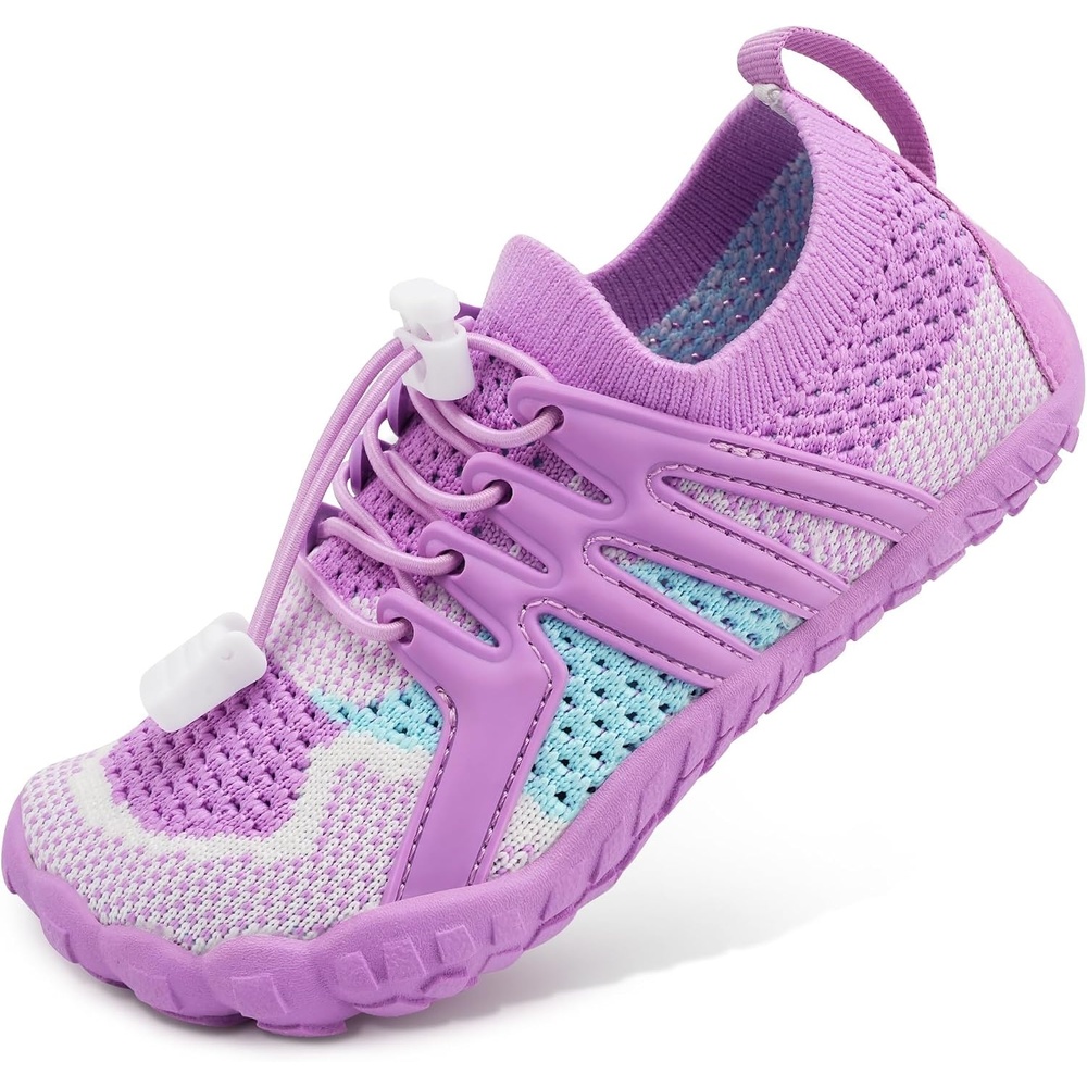 Stelle Water Shoes for Kids Adjustable Laces | Quick Dry Barefoot Non-Slip Shoes with a Roomy Toe Box for Boys and Girls,Beach,Hiking,Toddler to Big Kid(Grape Bubblegum)