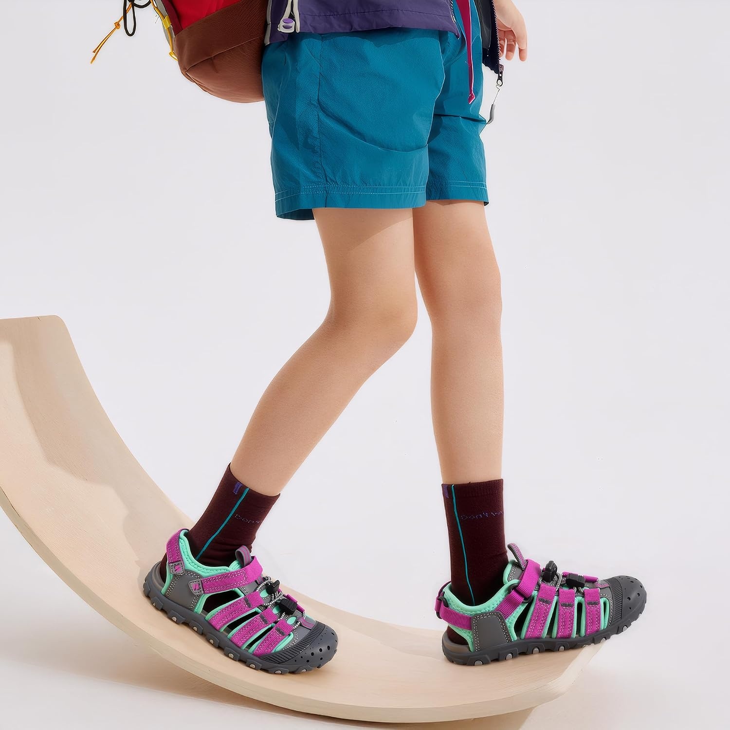 Stelle Girls Closed-Toe Water Hiking Beach Outdoor Sport Sandals(Intense Magenta)