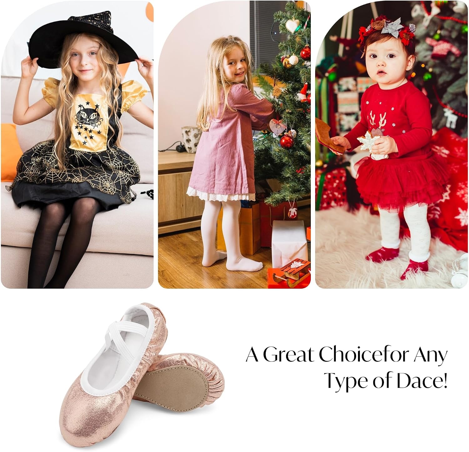 Stelle Ballet Shoes for Girls Glitter | Metallic Faux Leather Ballet Slippers Dance Shoes for Toddler/Little/Big Kids(Gold)