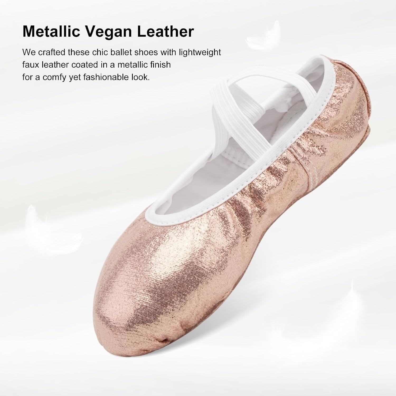 Stelle Ballet Shoes for Girls Glitter | Metallic Faux Leather Ballet Slippers Dance Shoes for Toddler/Little/Big Kids(Gold)