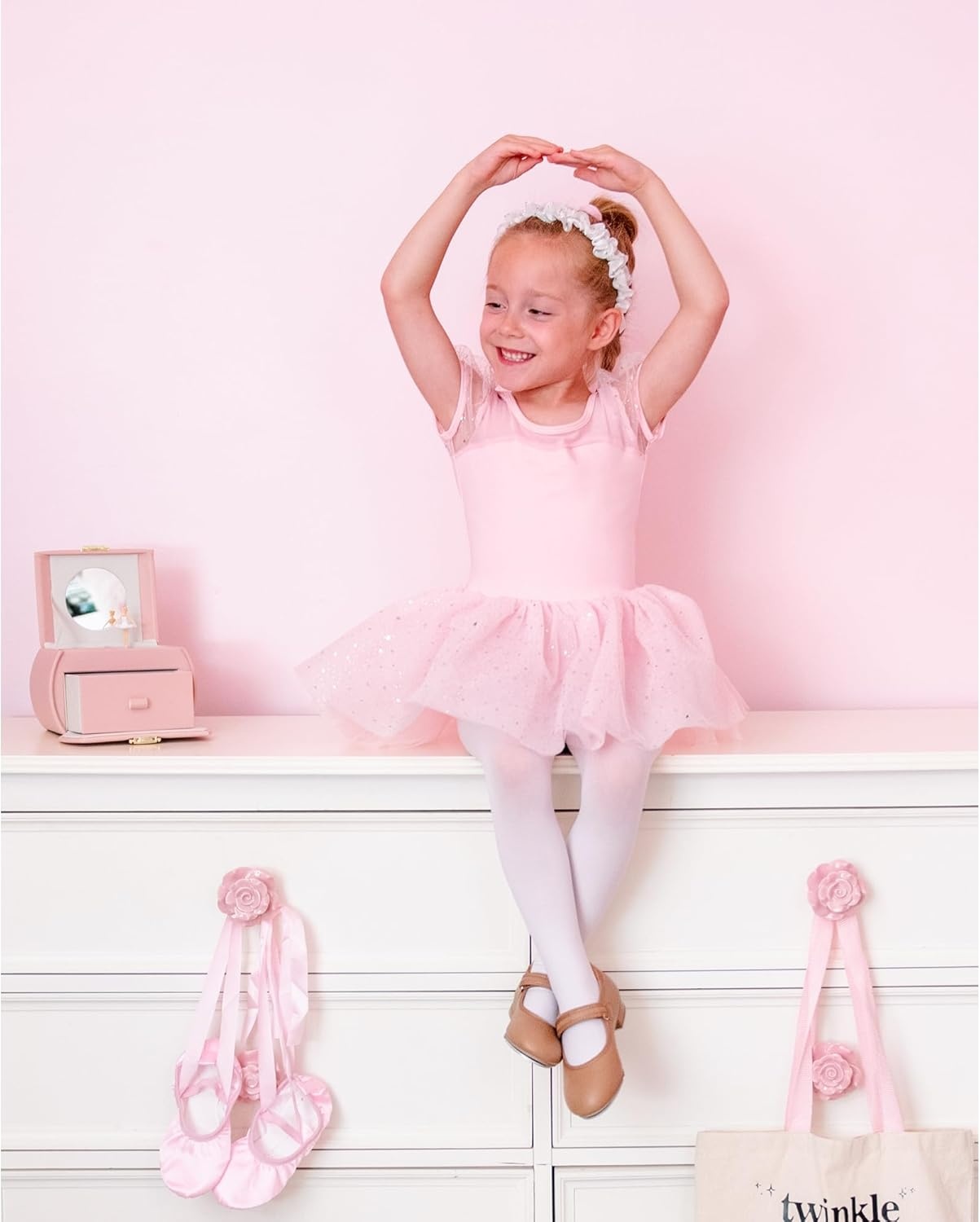 Stelle Tap Shoes for Girls Toddler PU Leather Non-Slip Dance Shoes for Toddler/Little Kid/Big Kid(Tan)