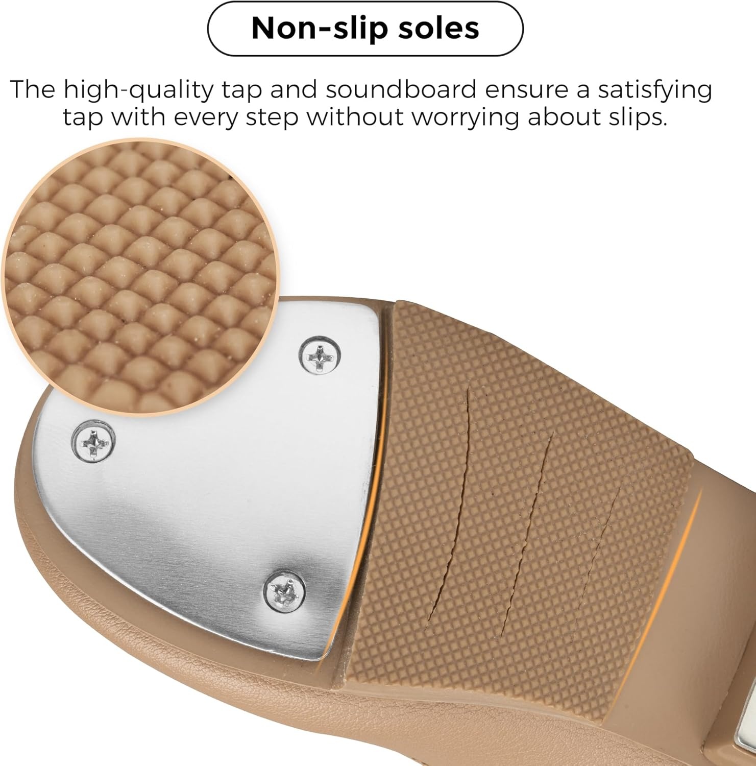 Stelle Tap Shoes for Girls Toddler PU Leather Non-Slip Dance Shoes for Toddler/Little Kid/Big Kid(Tan)