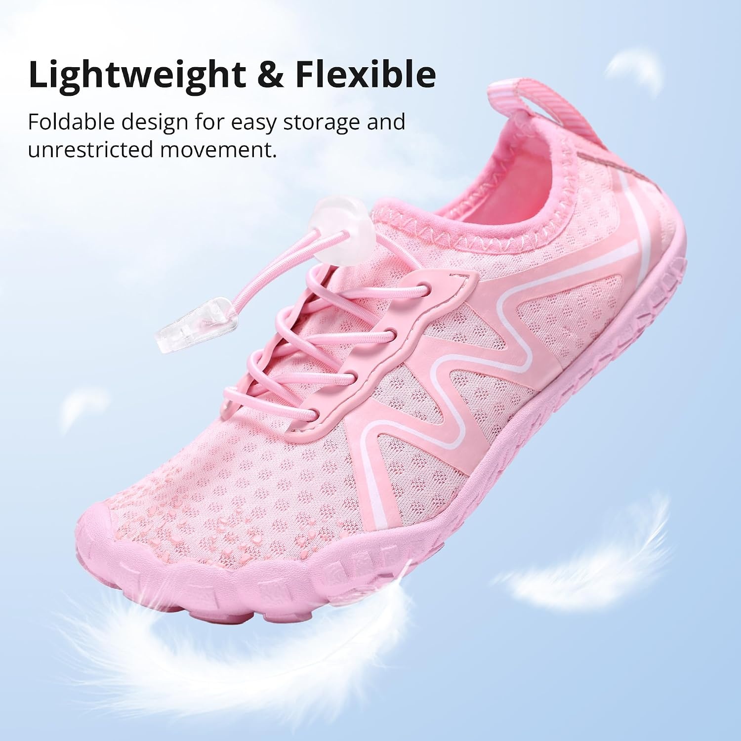 Stelle Kids Water Shoes Quick Dry Barefoot Drawstring | Perforated Sole for Quick Drainage with Drawstring Closure for Boys and Girls,Beach,Pool and Hiking,Toddler to Big Kid(Pink)