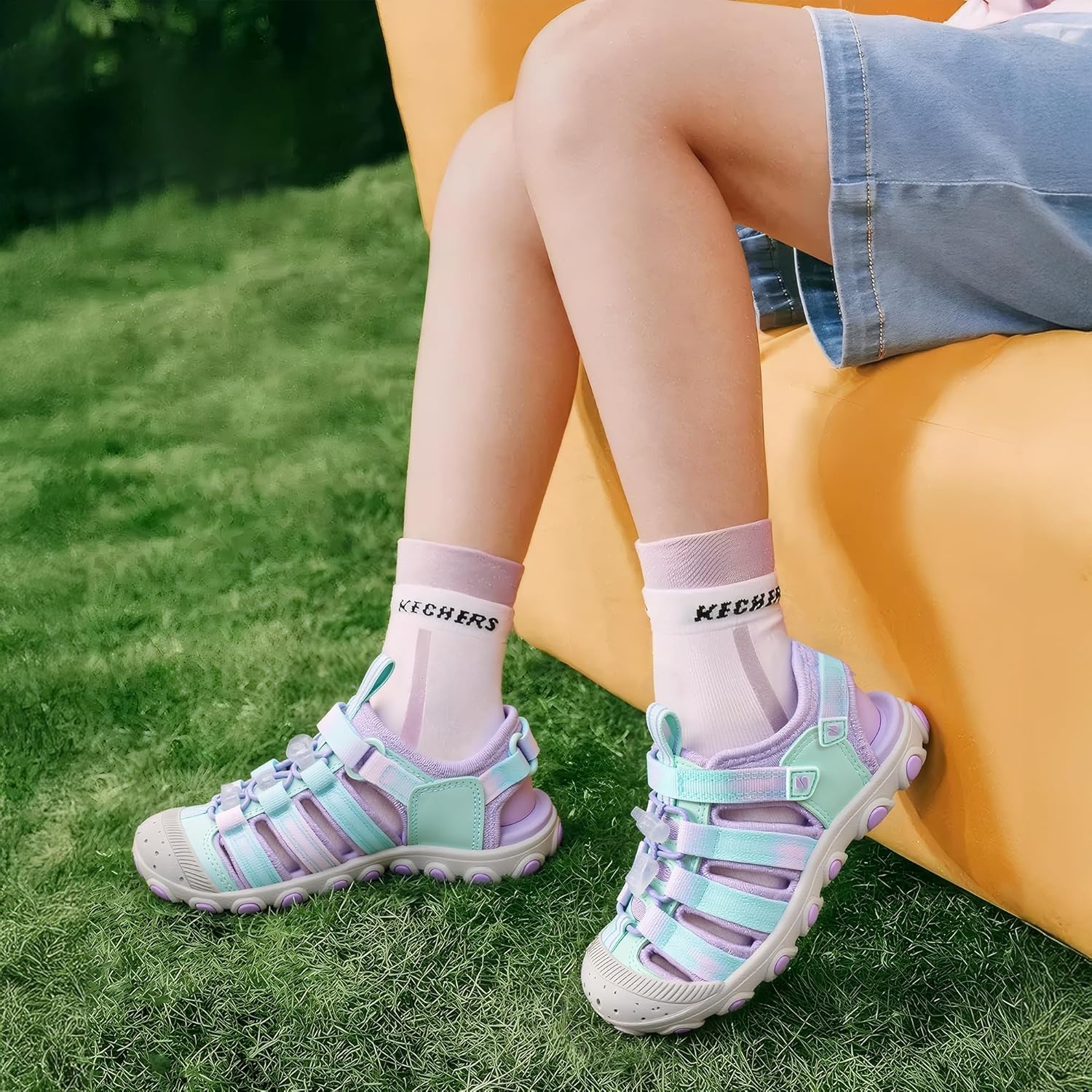 Stelle Girls Closed-Toe Water Hiking Beach Outdoor Sport Sandals | Adjustable Hook-and-Loop Straps Boys & Girls Athletic Shoes Summer Everyday Wear Quick-Drying Materials Toddler to Big Kids(Lilac Mint)