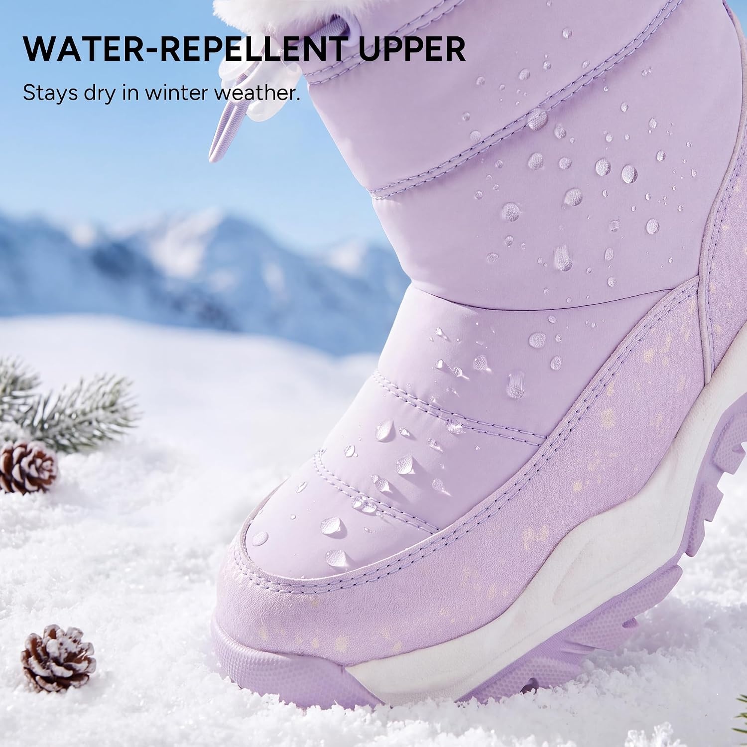 Stelle Toddler Girls Snow Boots Lightweight Pull-On Winter Boots(Lavender)
