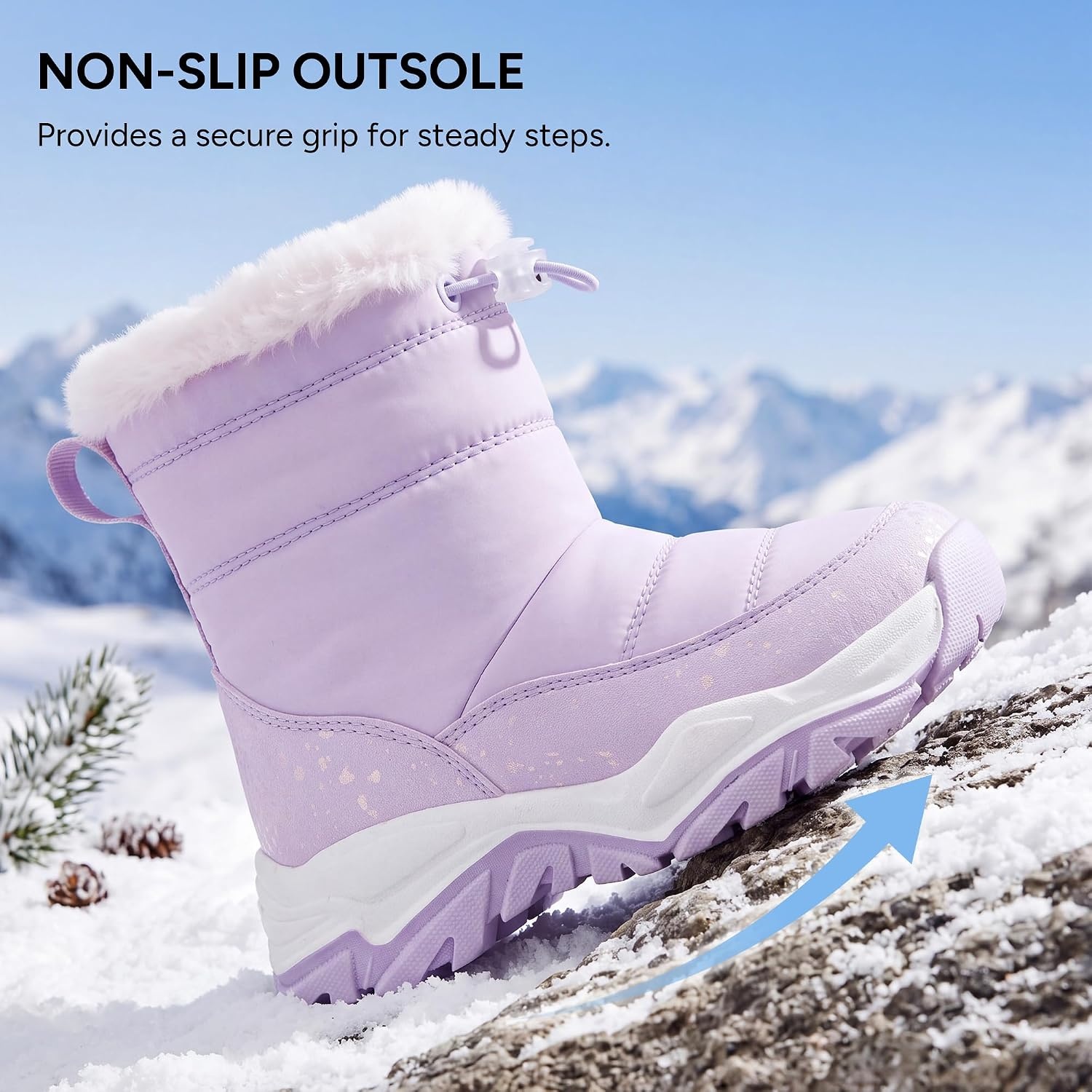Stelle Toddler Girls Snow Boots Lightweight Pull-On Winter Boots(Lavender)