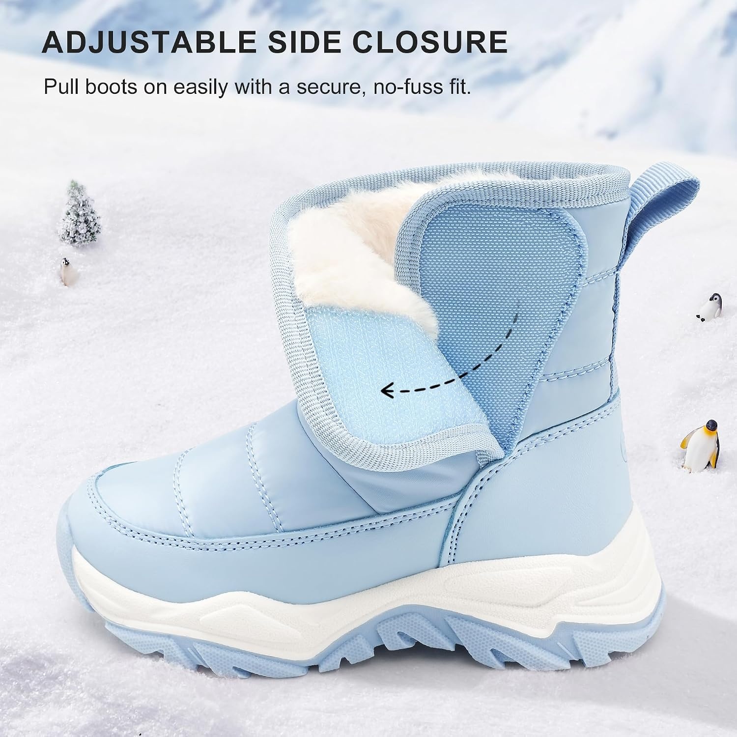 Stelle Toddler Snow Boots Boys Girls Winter Cold Weather Waterproof Non Slip Warm Shoes for Little Kids(Icy Blue)