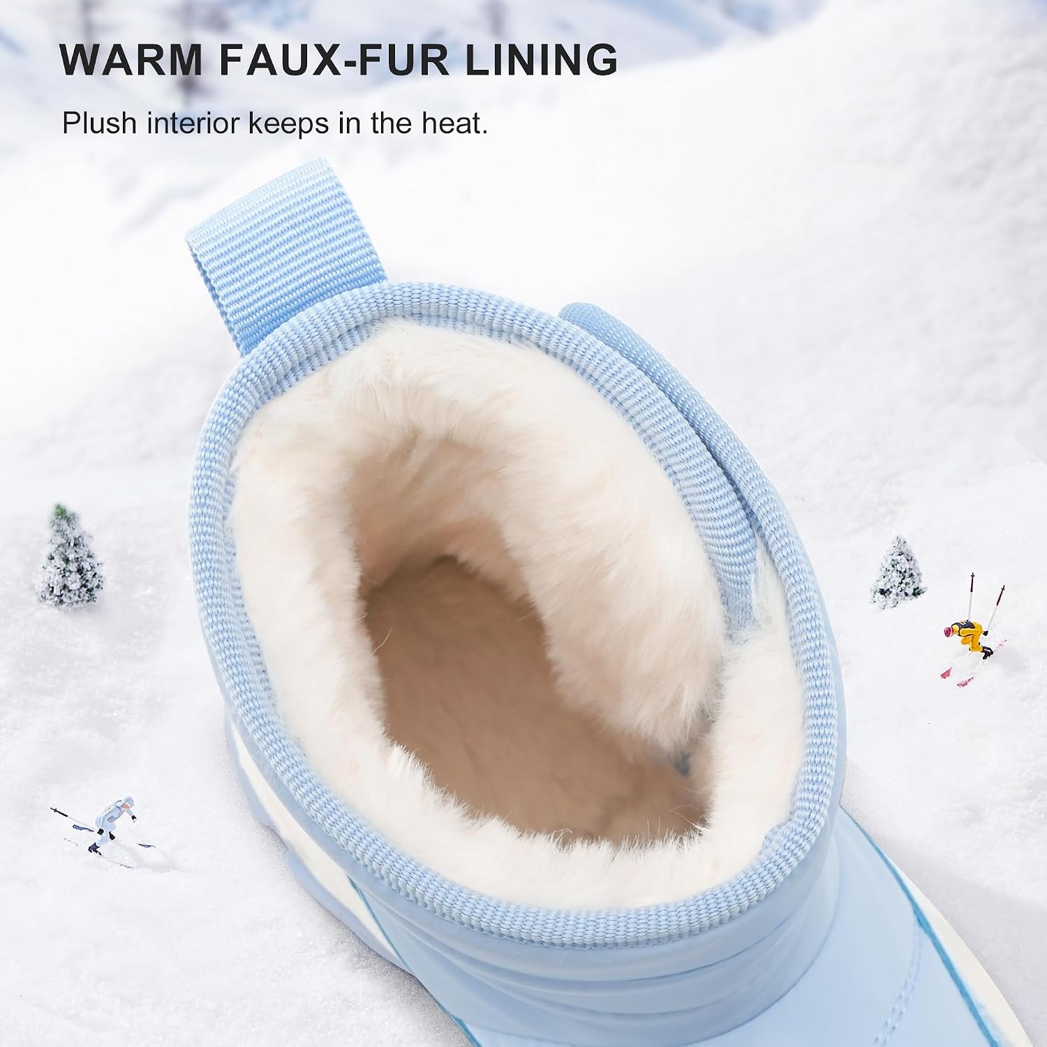 Stelle Toddler Snow Boots Boys Girls Winter Cold Weather Waterproof Non Slip Warm Shoes for Little Kids(Icy Blue)