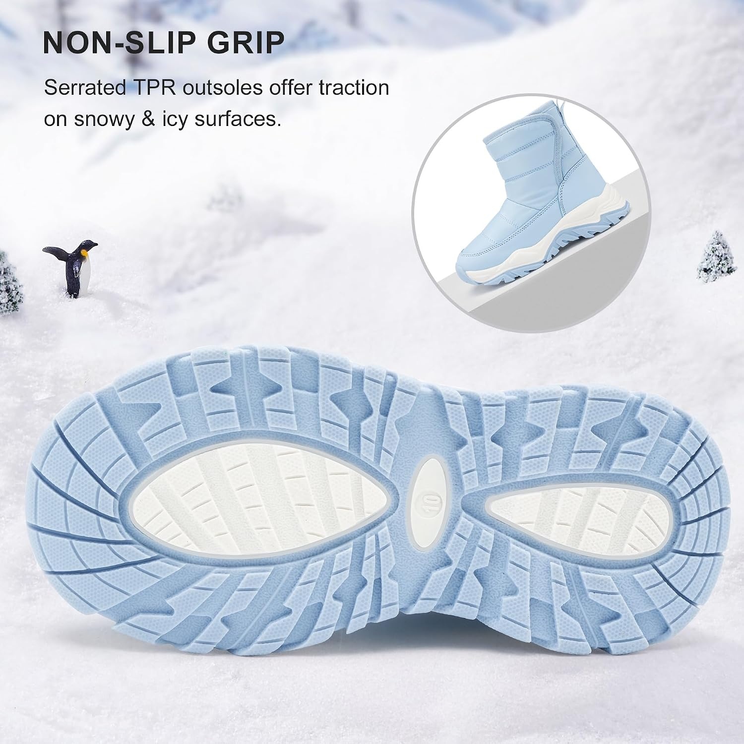 Stelle Toddler Snow Boots Boys Girls Winter Cold Weather Waterproof Non Slip Warm Shoes for Little Kids(Icy Blue)