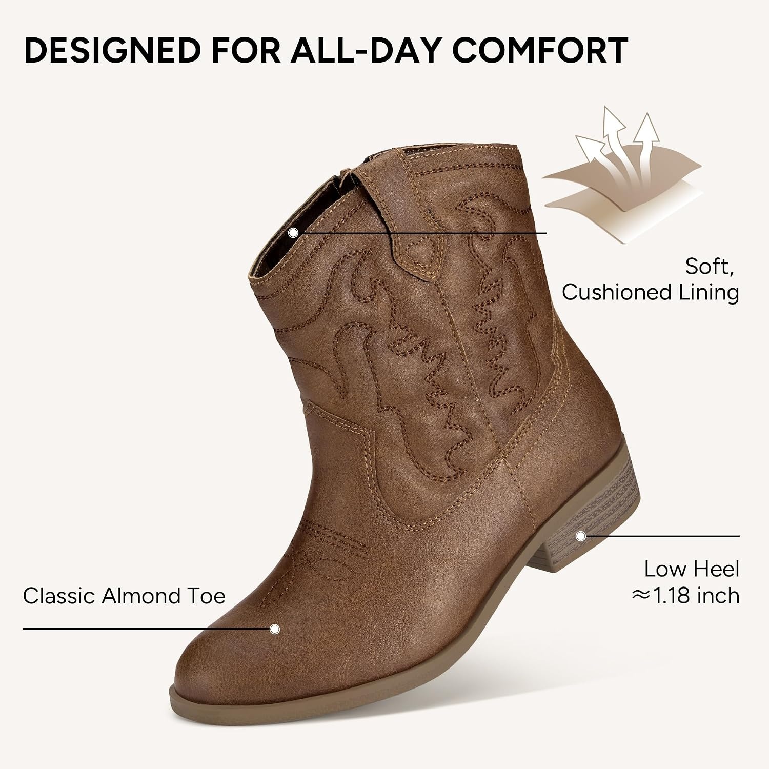 Stelle Girls Glitter Cowgirl Boots Kids Boys Cowboy Boots(Hazelnut)