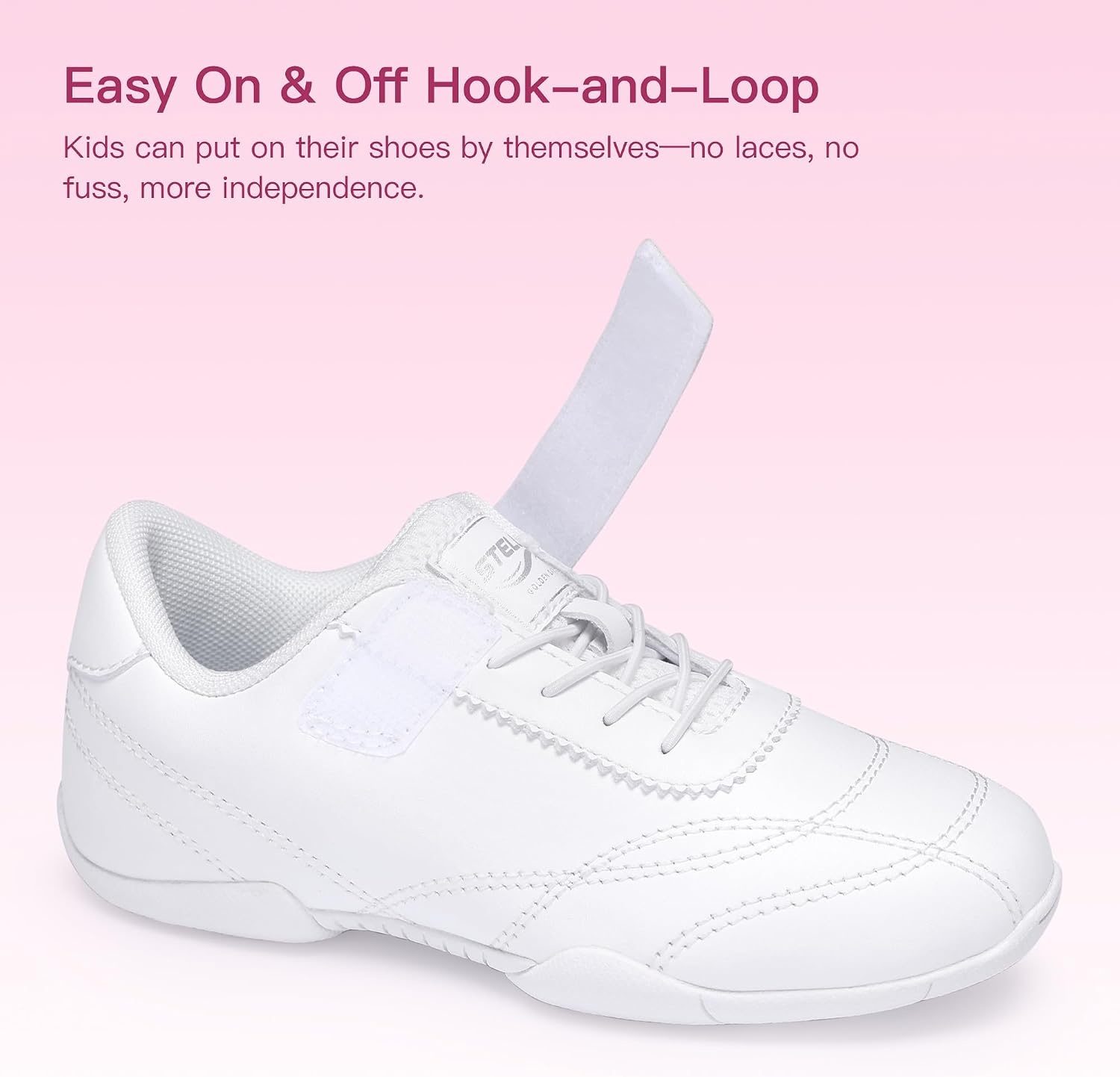 Stelle Cheer Shoes Girls Leather Dance Sneakers(White-1)