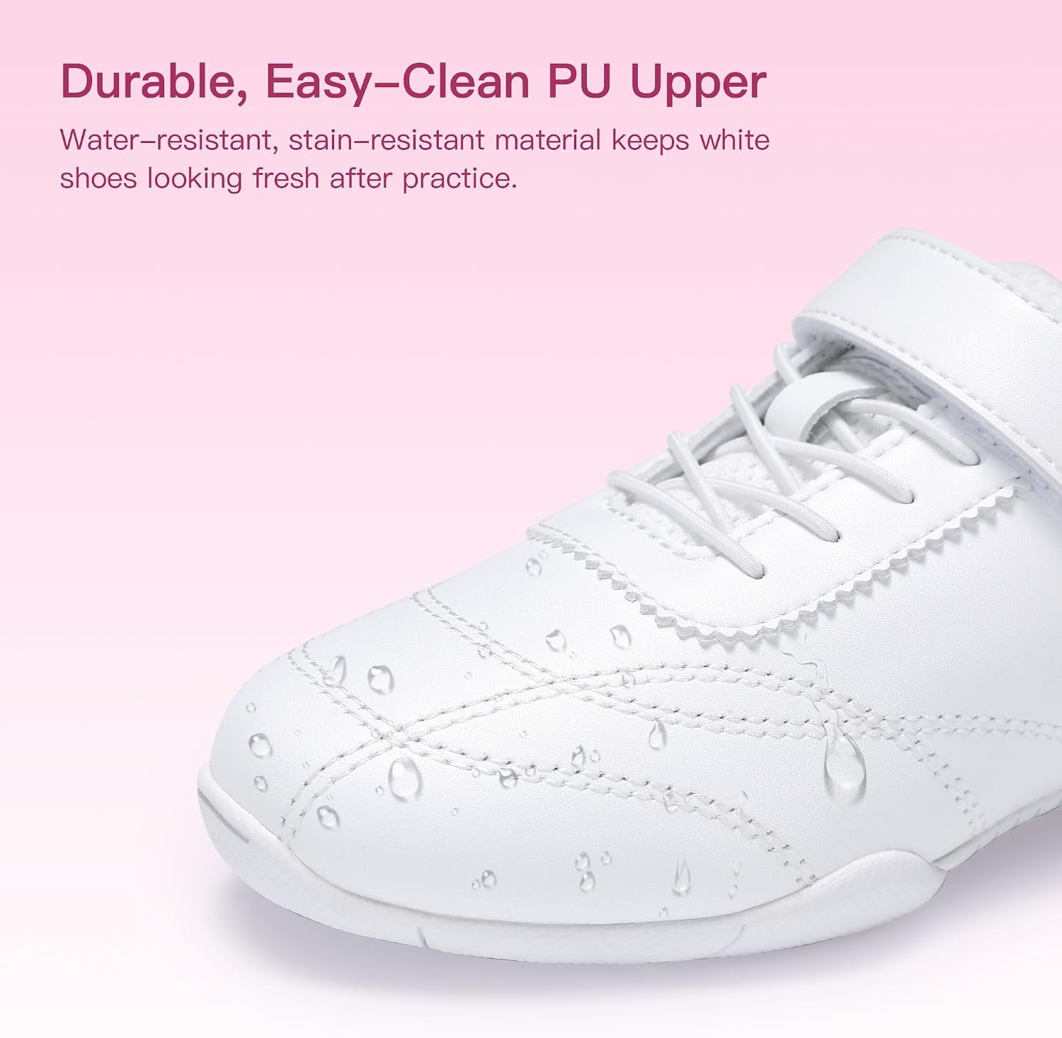 Stelle Cheer Shoes Girls Leather Dance Sneakers(White-1)