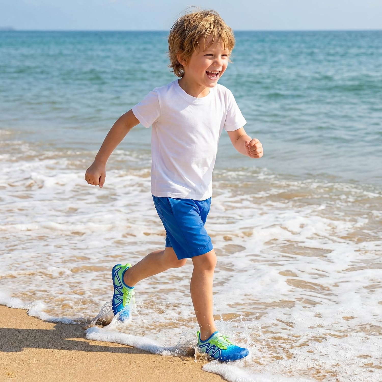 Stelle Kids Water Shoes Quick Dry Barefoot Drawstring | Perforated Sole for Quick Drainage with Drawstring Closure for Boys and Girls,Beach,Pool and Hiking,Toddler to Big Kid(Lume Lagoon)