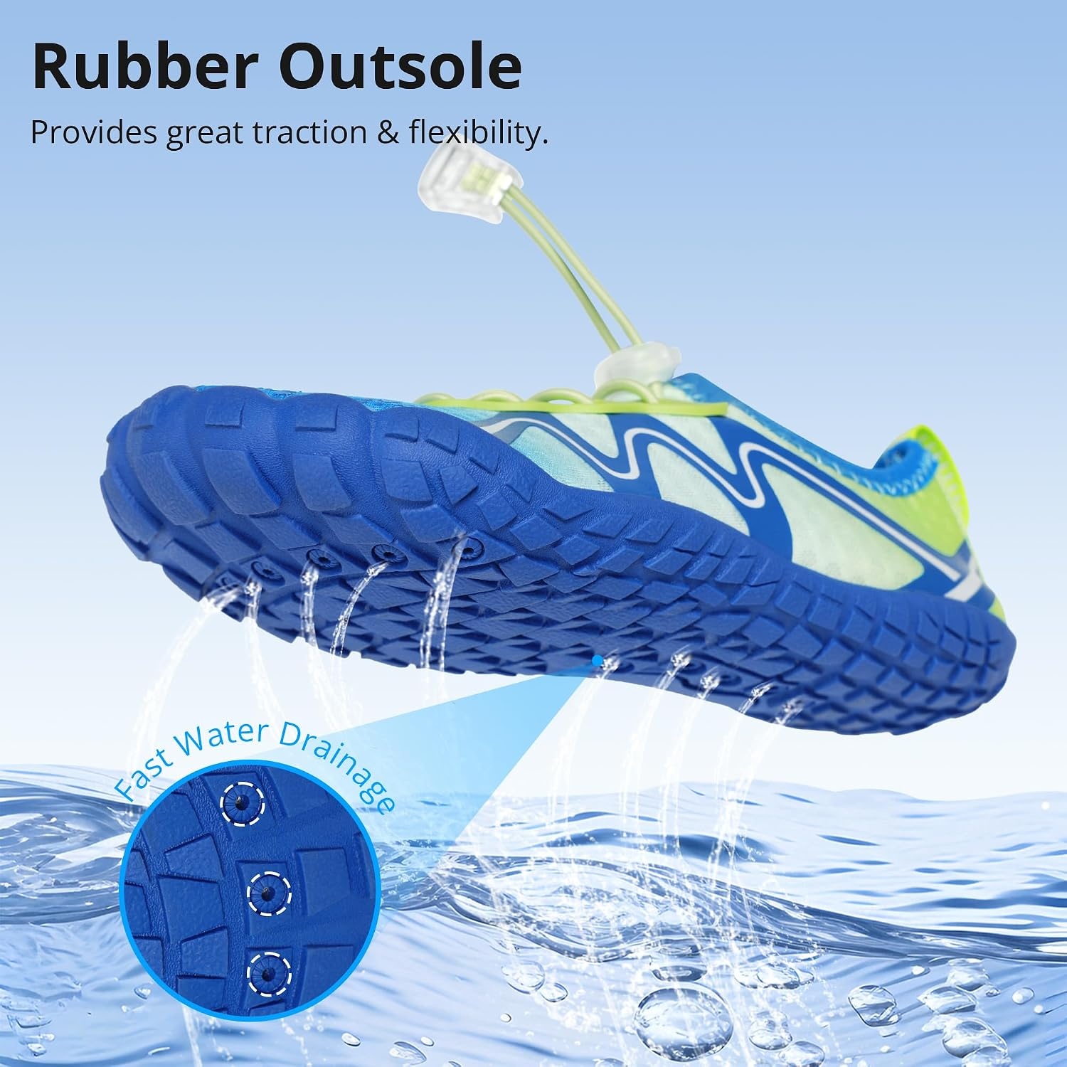 Stelle Kids Water Shoes Quick Dry Barefoot Drawstring | Perforated Sole for Quick Drainage with Drawstring Closure for Boys and Girls,Beach,Pool and Hiking,Toddler to Big Kid(Lume Lagoon)