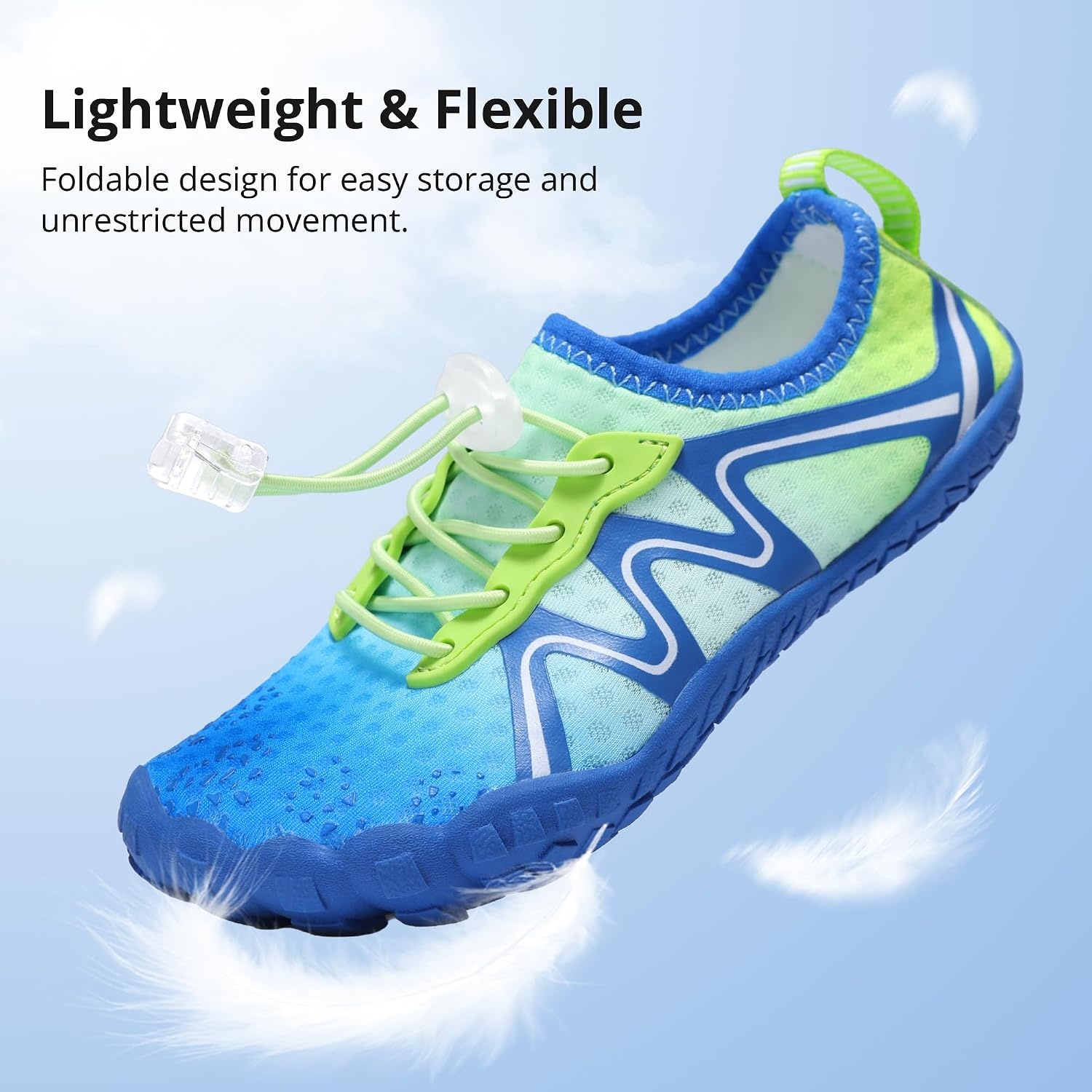 Stelle Kids Water Shoes Quick Dry Barefoot Drawstring | Perforated Sole for Quick Drainage with Drawstring Closure for Boys and Girls,Beach,Pool and Hiking,Toddler to Big Kid(Lume Lagoon)