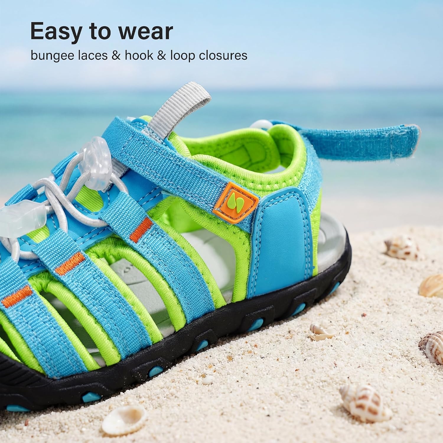 Stelle Girls Closed-Toe Water Hiking Beach Outdoor Sport Sandals(Acid Blue)