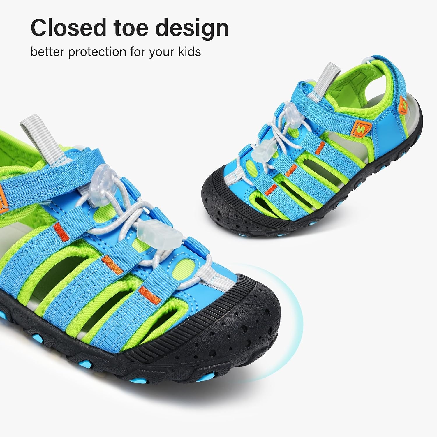 Stelle Girls Closed-Toe Water Hiking Beach Outdoor Sport Sandals(Acid Blue)