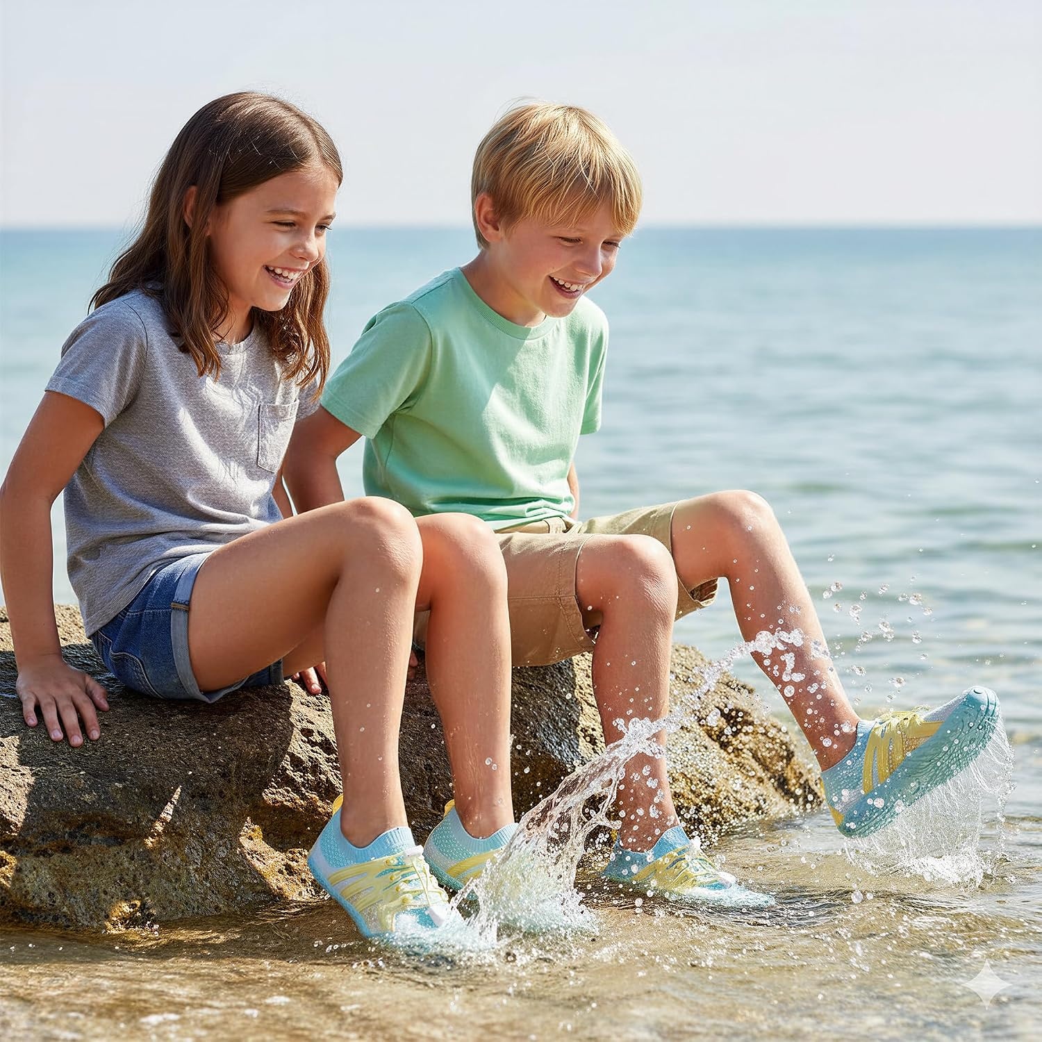 Stelle Water Shoes for Kids Adjustable Laces(Seafoam Pop)