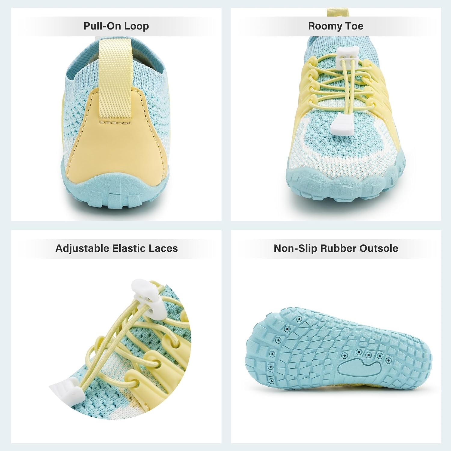Stelle Water Shoes for Kids Adjustable Laces(Seafoam Pop)