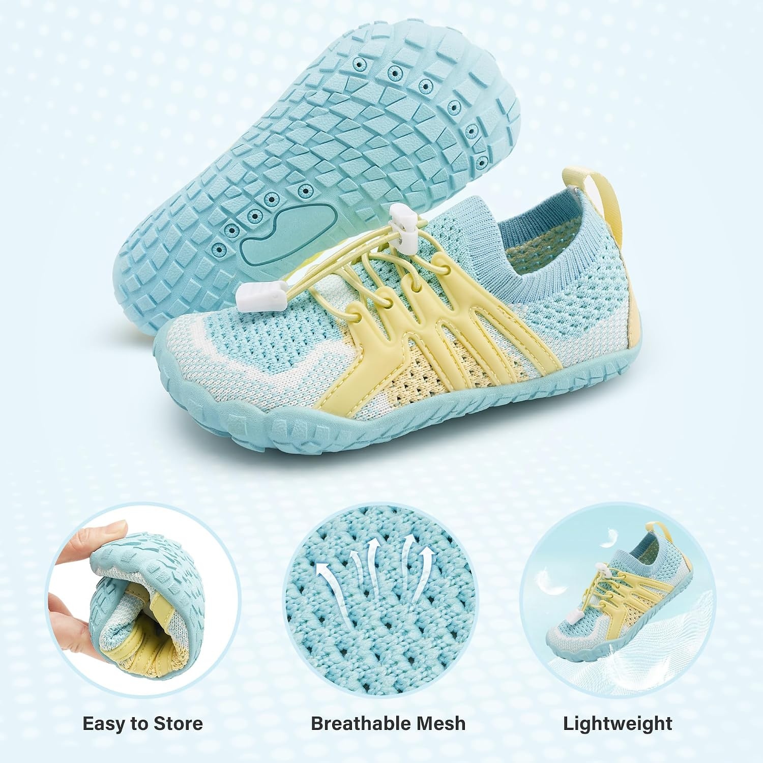 Stelle Water Shoes for Kids Adjustable Laces(Seafoam Pop)