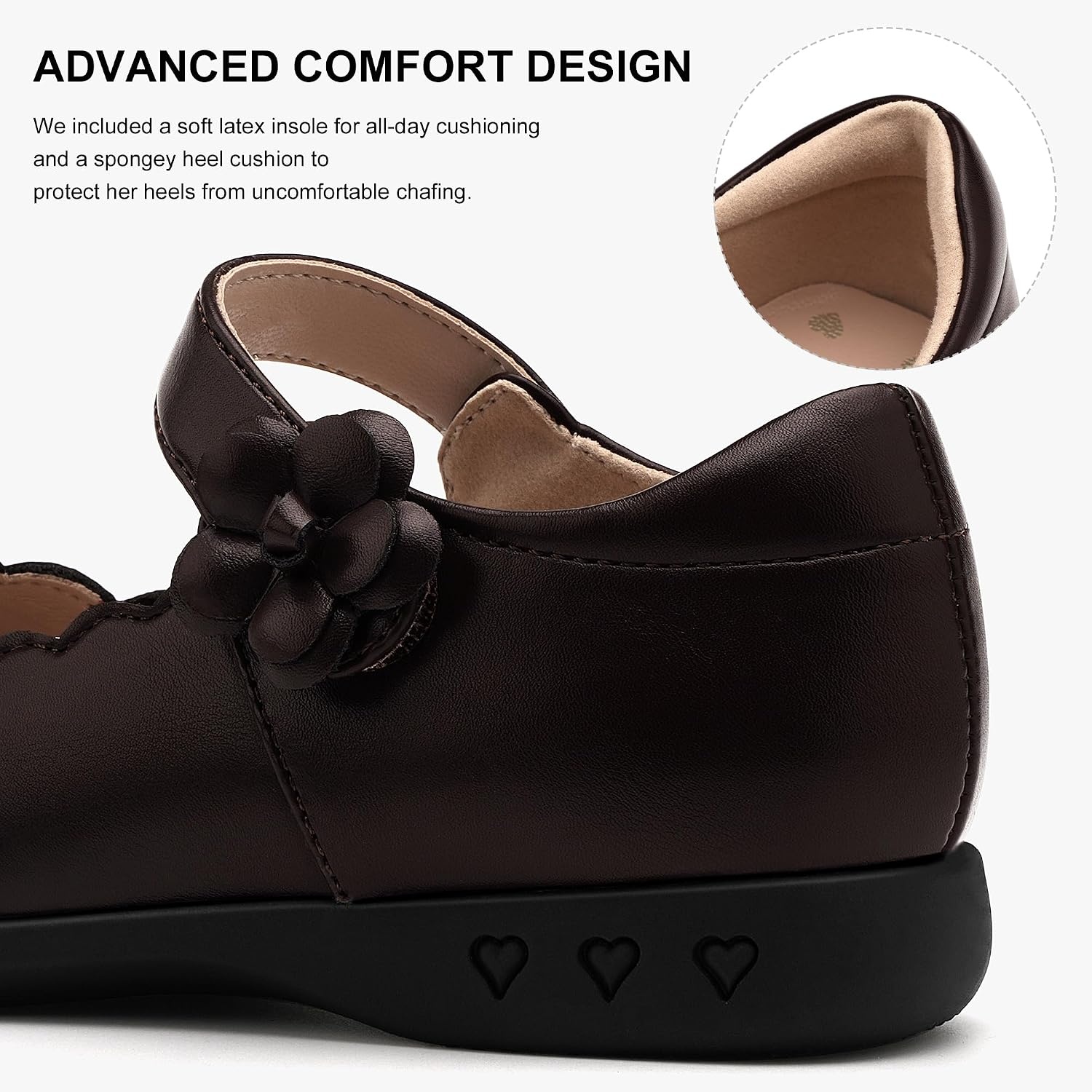 Stelle Girls Mary Jane Shoes School Uniform Flats Dress Shoes Oxford Church Music Recitals(Little/Big Kids)(Brown)