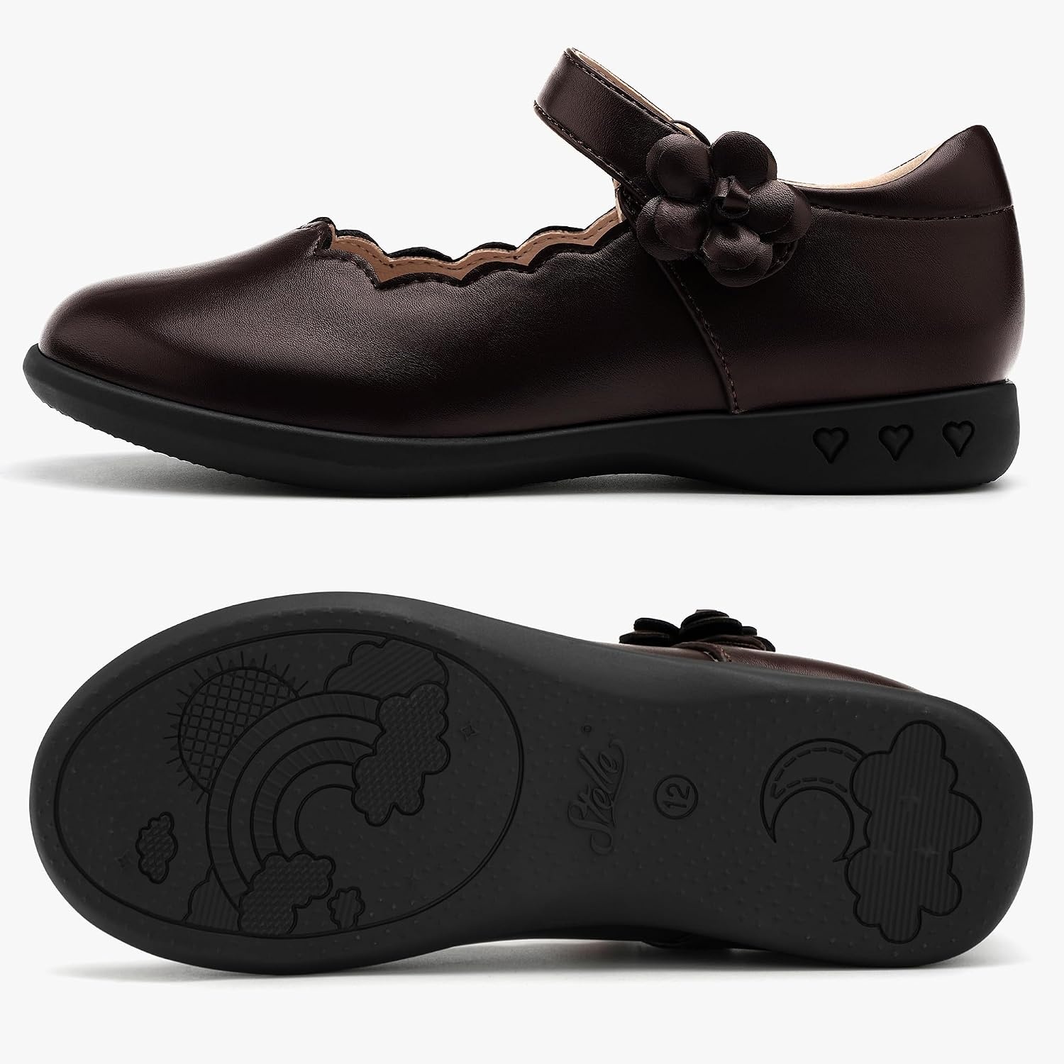 Stelle Girls Mary Jane Shoes School Uniform Flats Dress Shoes Oxford Church Music Recitals(Little/Big Kids)(Brown)