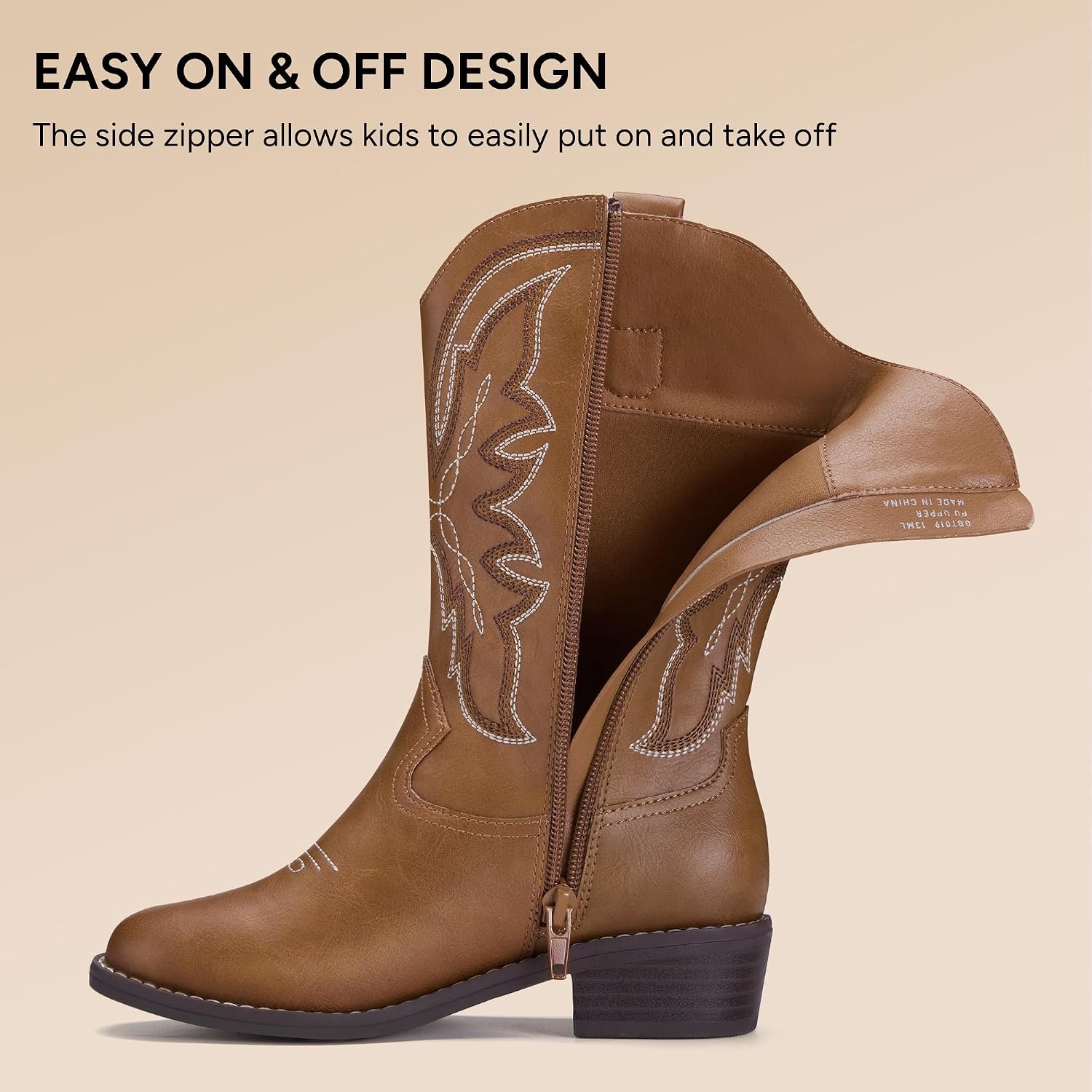 Stelle Cowgirl Boots for Girls Kids Boys Cowboy Boots(Chestnut)