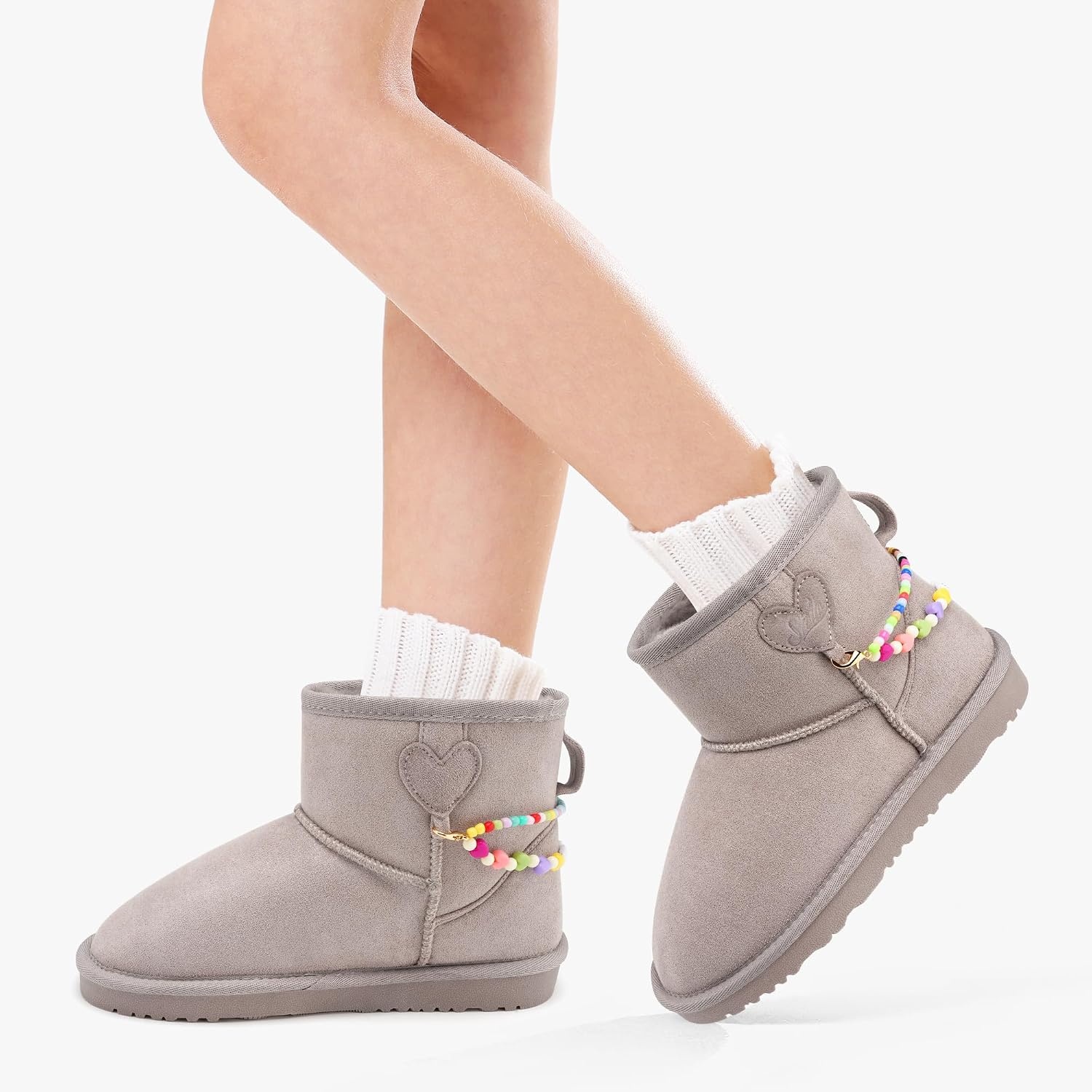 Stelle Girls Snow Boots Warm Winter Boots for Toddlers/Little/Big Kids(Grey)