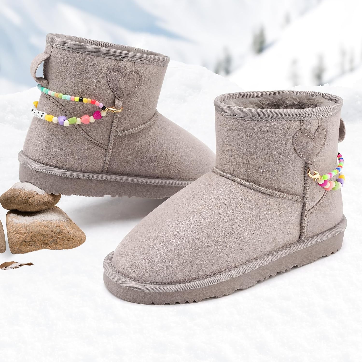 Stelle Girls Snow Boots Warm Winter Boots for Toddlers/Little/Big Kids(Grey)