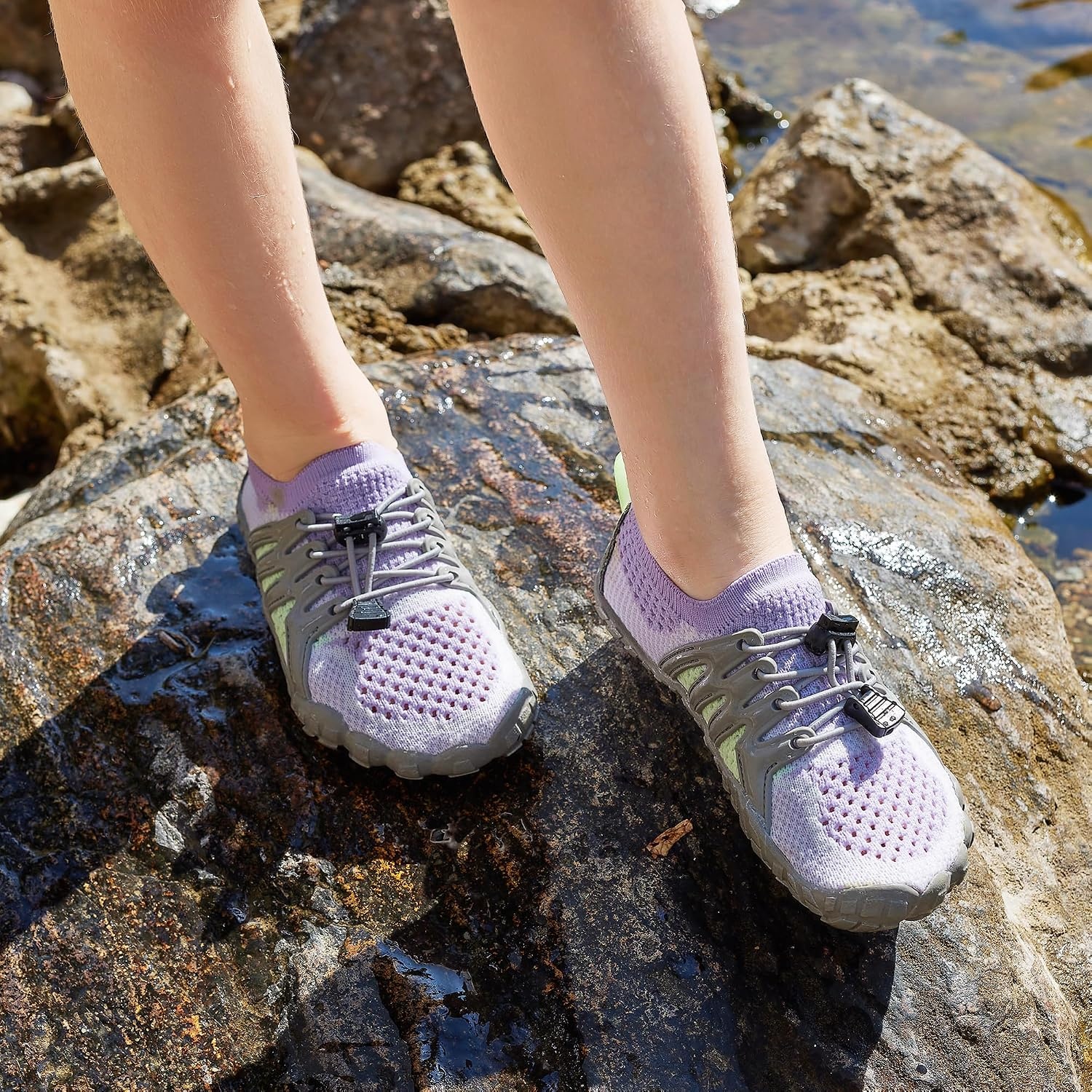 Stelle Water Shoes for Kids Adjustable Laces(Light Purple)