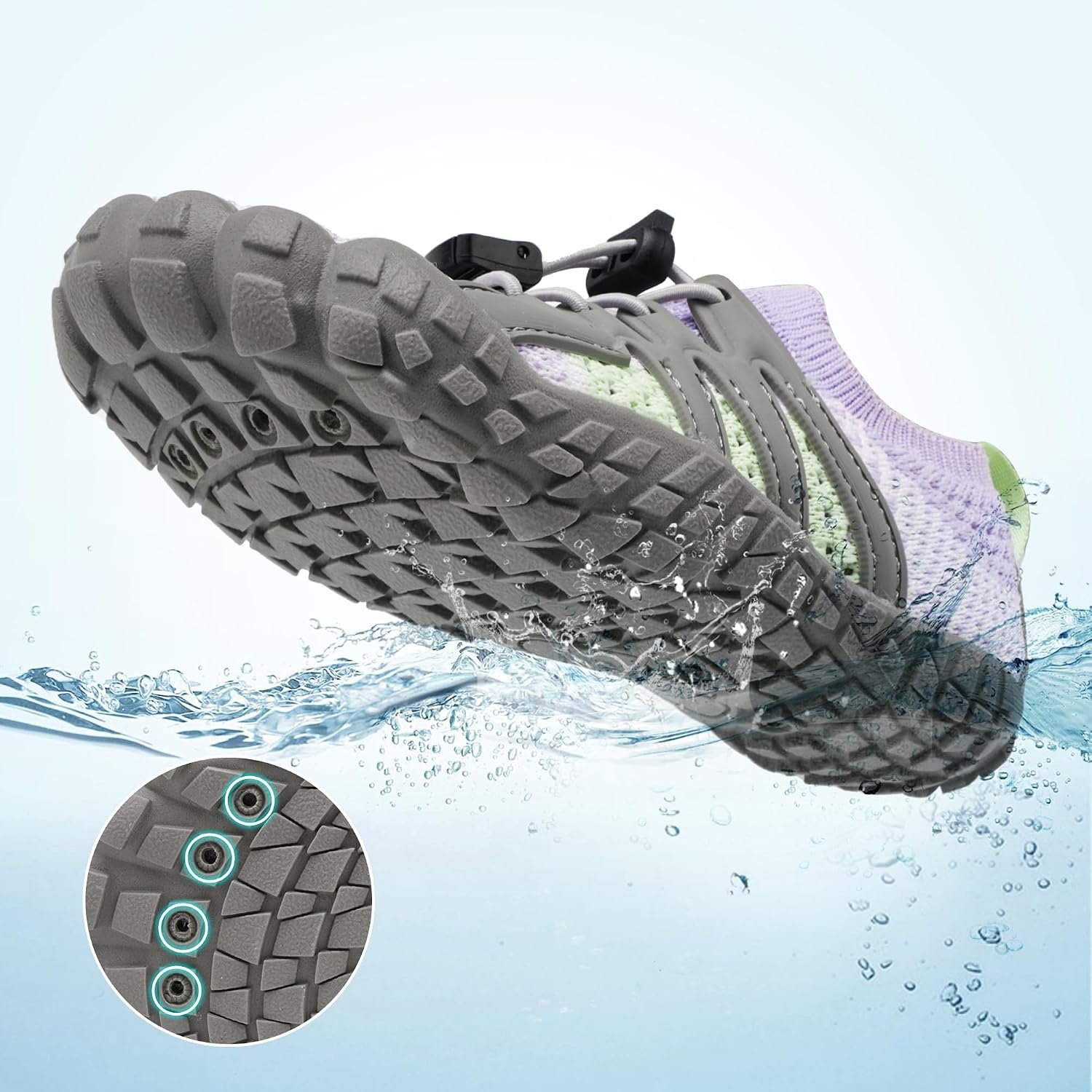 Stelle Water Shoes for Kids Adjustable Laces(Light Purple)